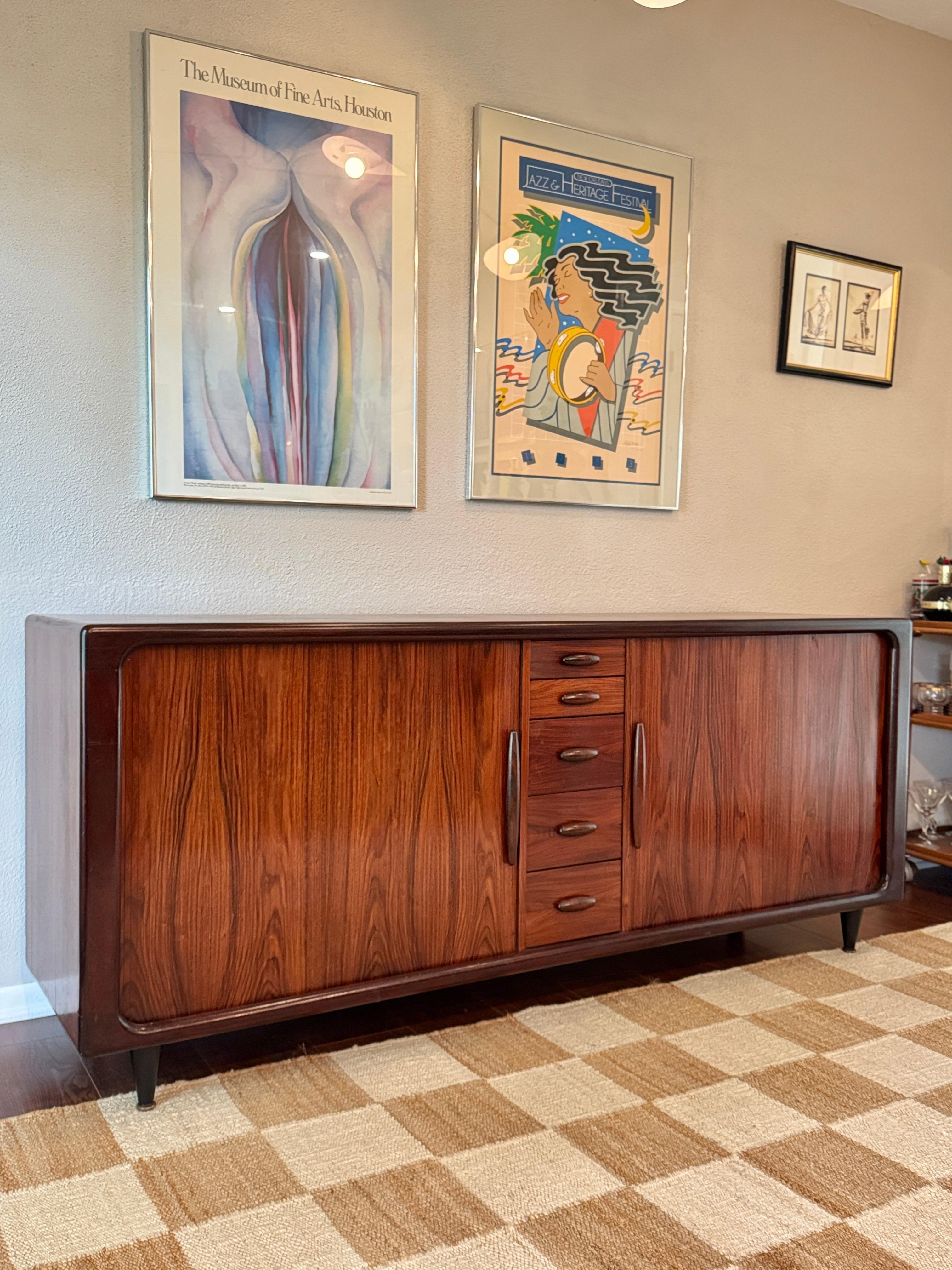 A Danish tambour door credenza made of Brazilian Rosewood by Dyrlund, circa 1960 For Sale 4