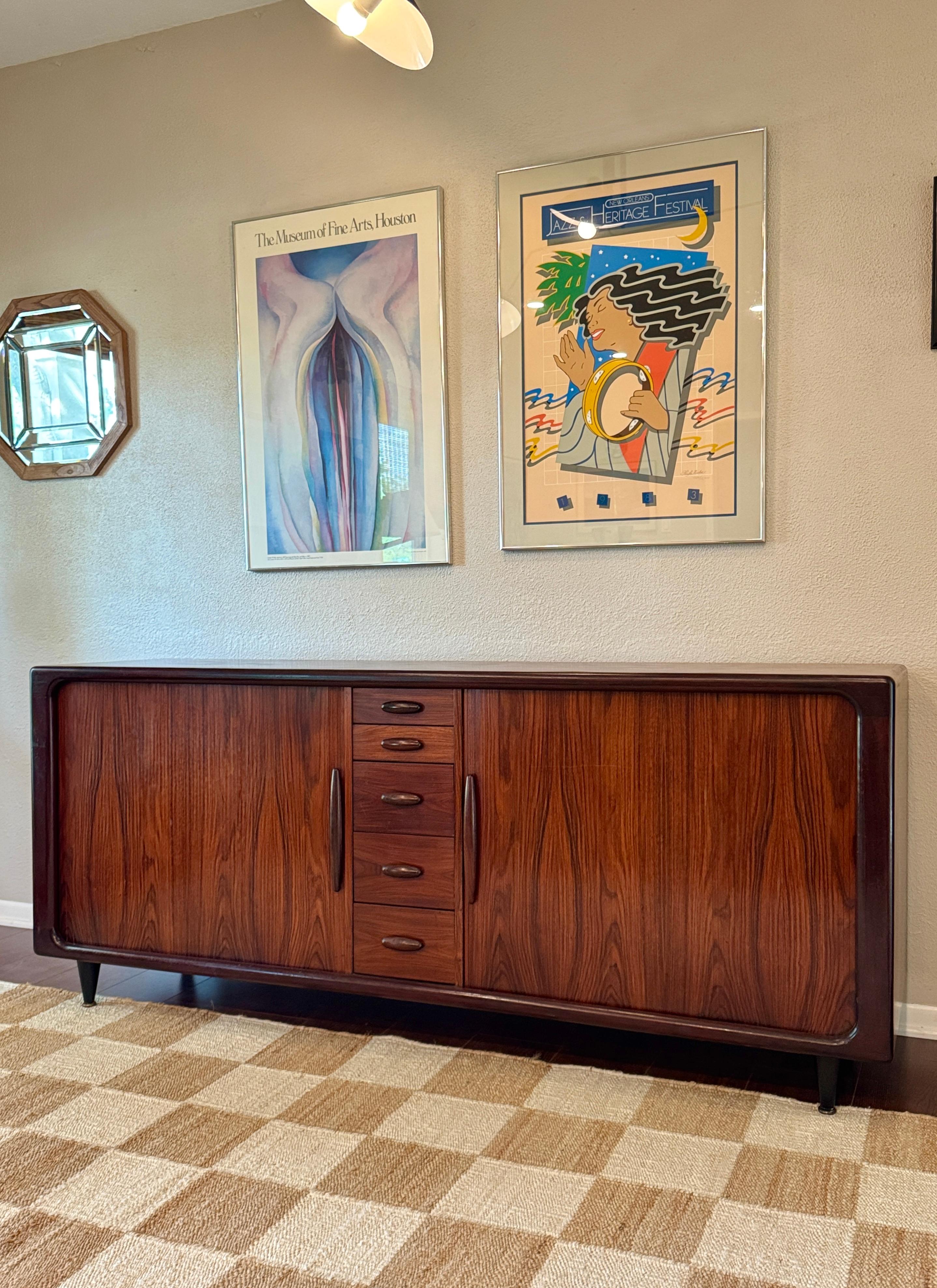 A Danish tambour door credenza made of Brazilian Rosewood by Dyrlund, circa 1960 For Sale 5