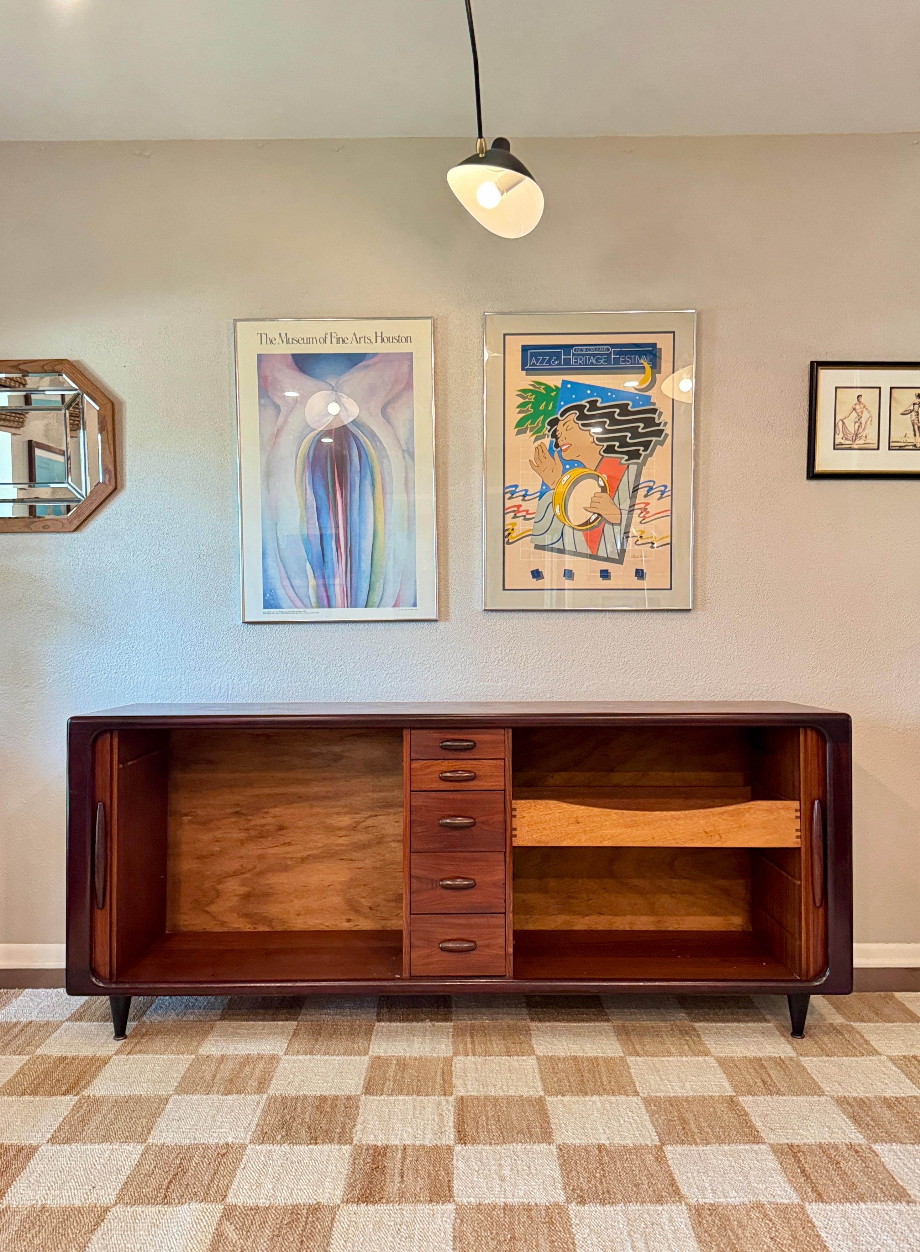 A Danish tambour door credenza made of Brazilian Rosewood by Dyrlund, circa 1960 For Sale 6