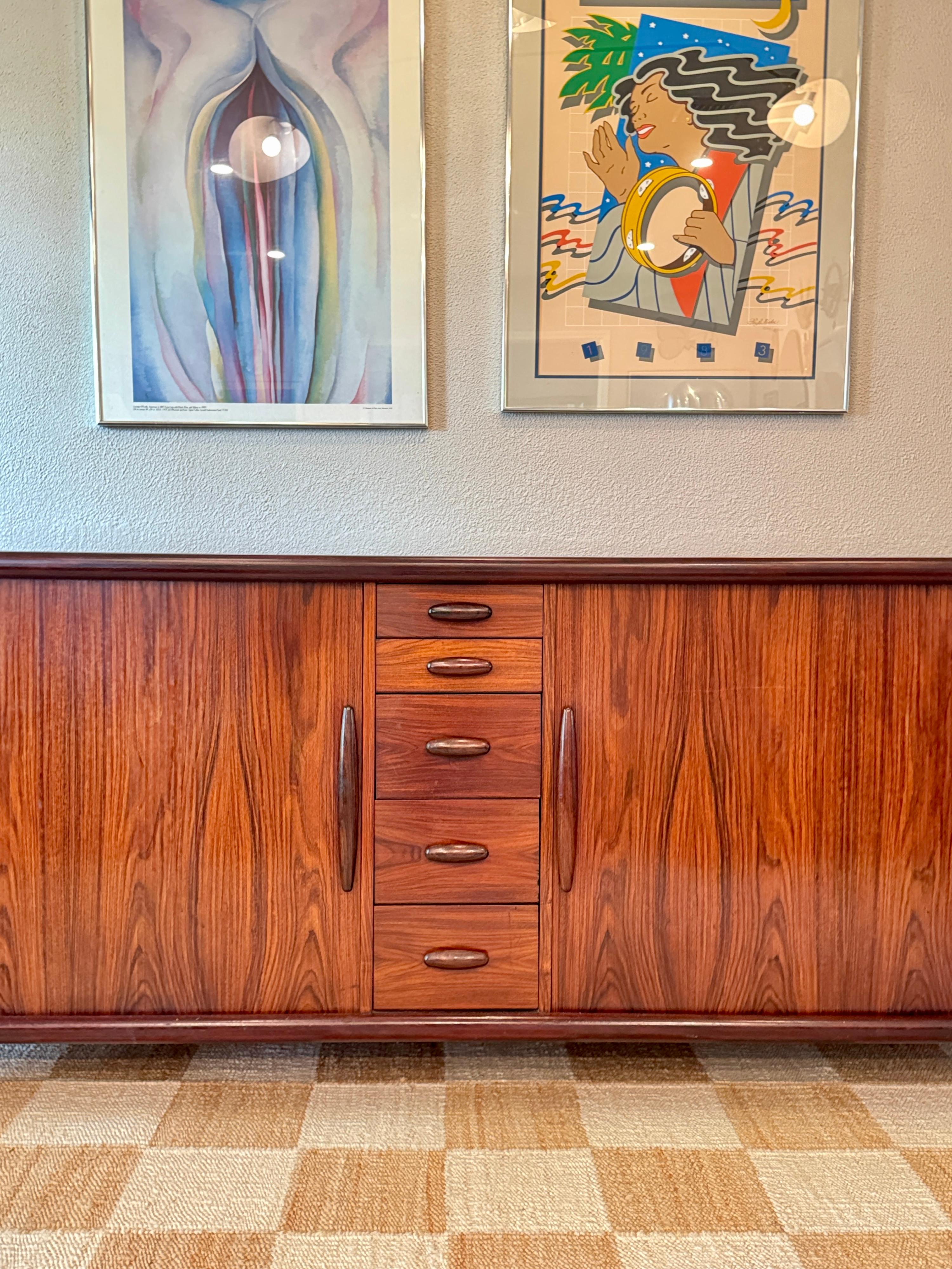 A Danish tambour door credenza made of Brazilian Rosewood by Dyrlund, circa 1960 For Sale 8