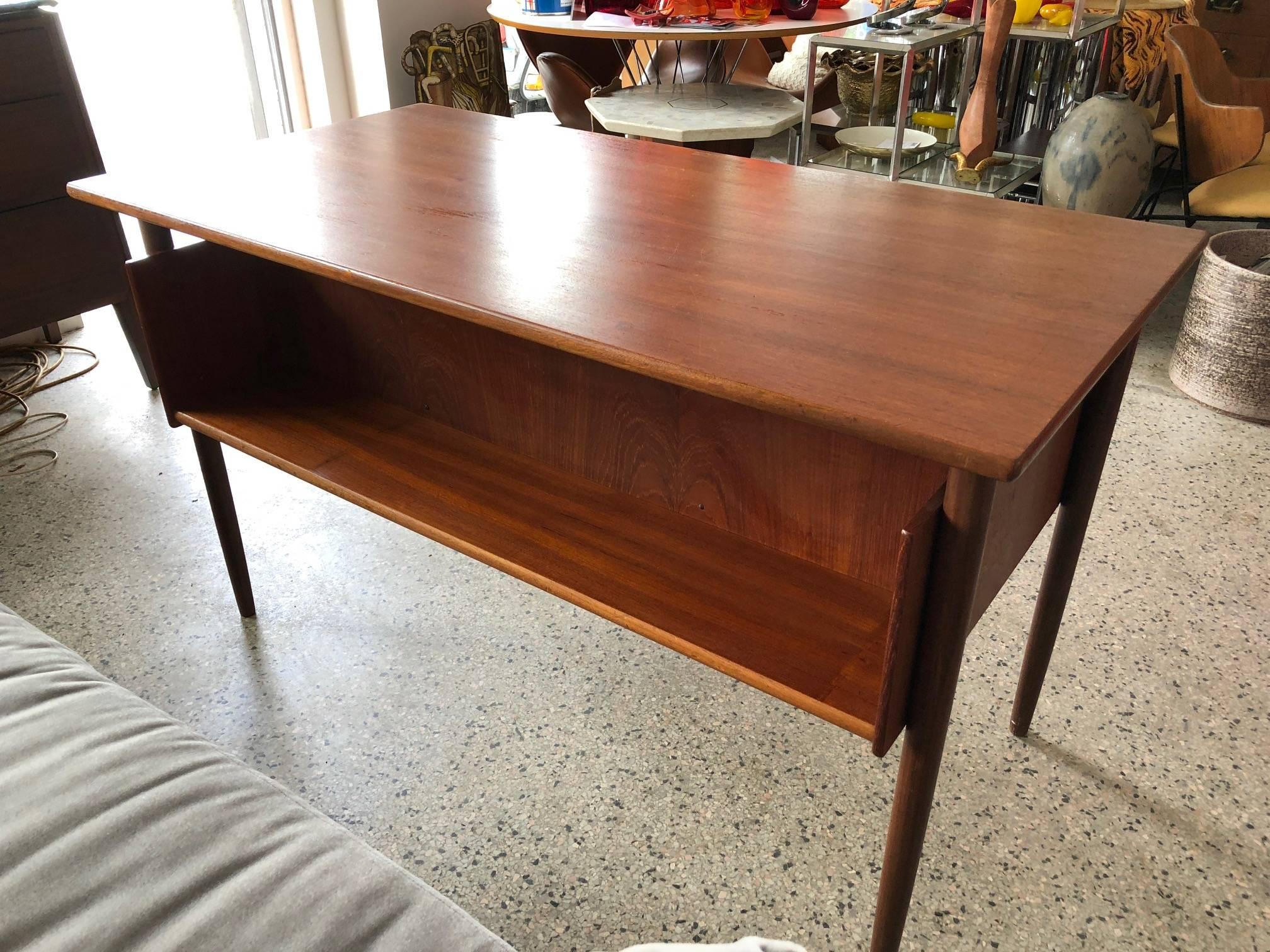 Danish Teak Desk by Pedersen with Floating Top 2