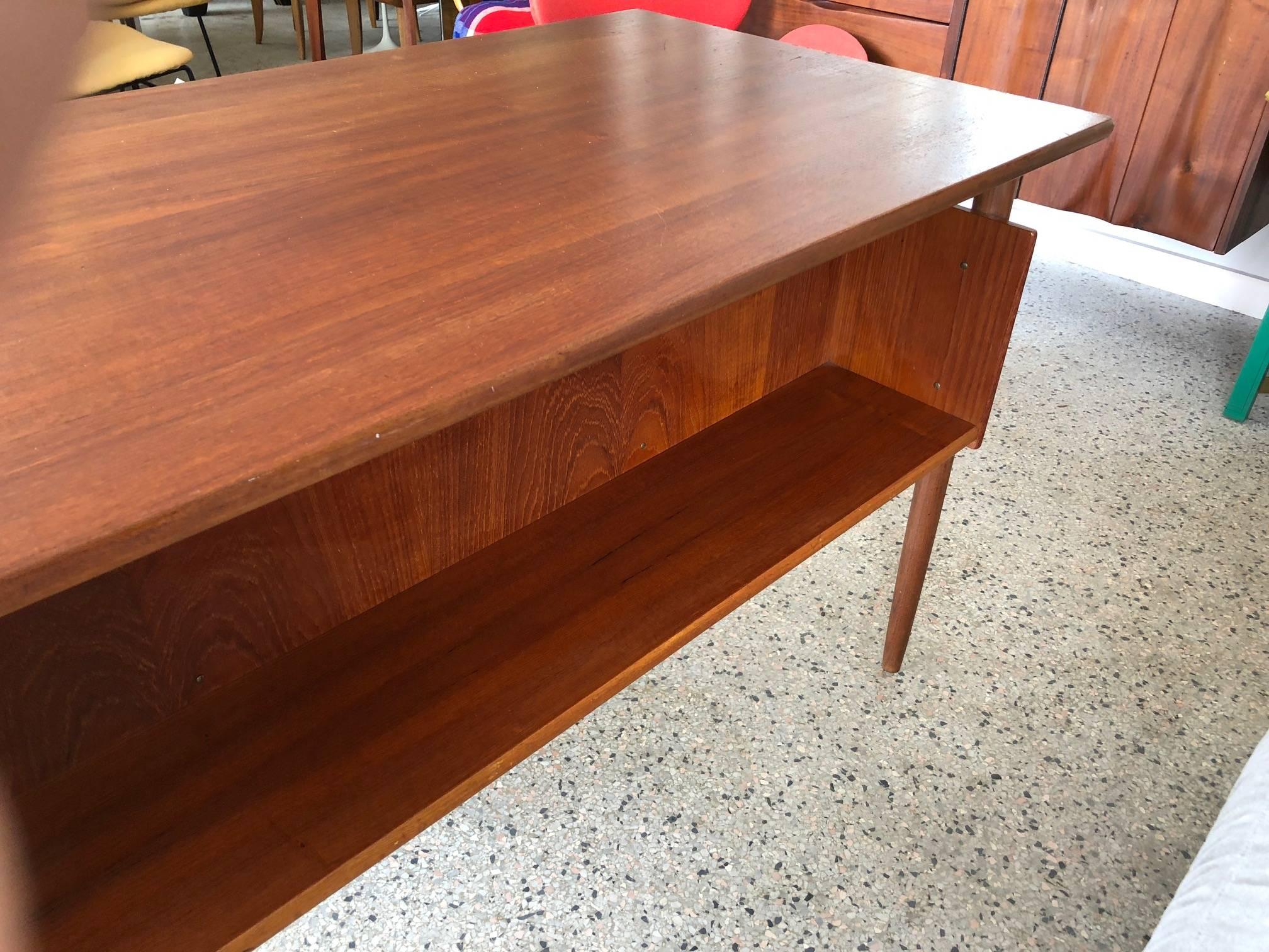 Danish Teak Desk by Pedersen with Floating Top 3