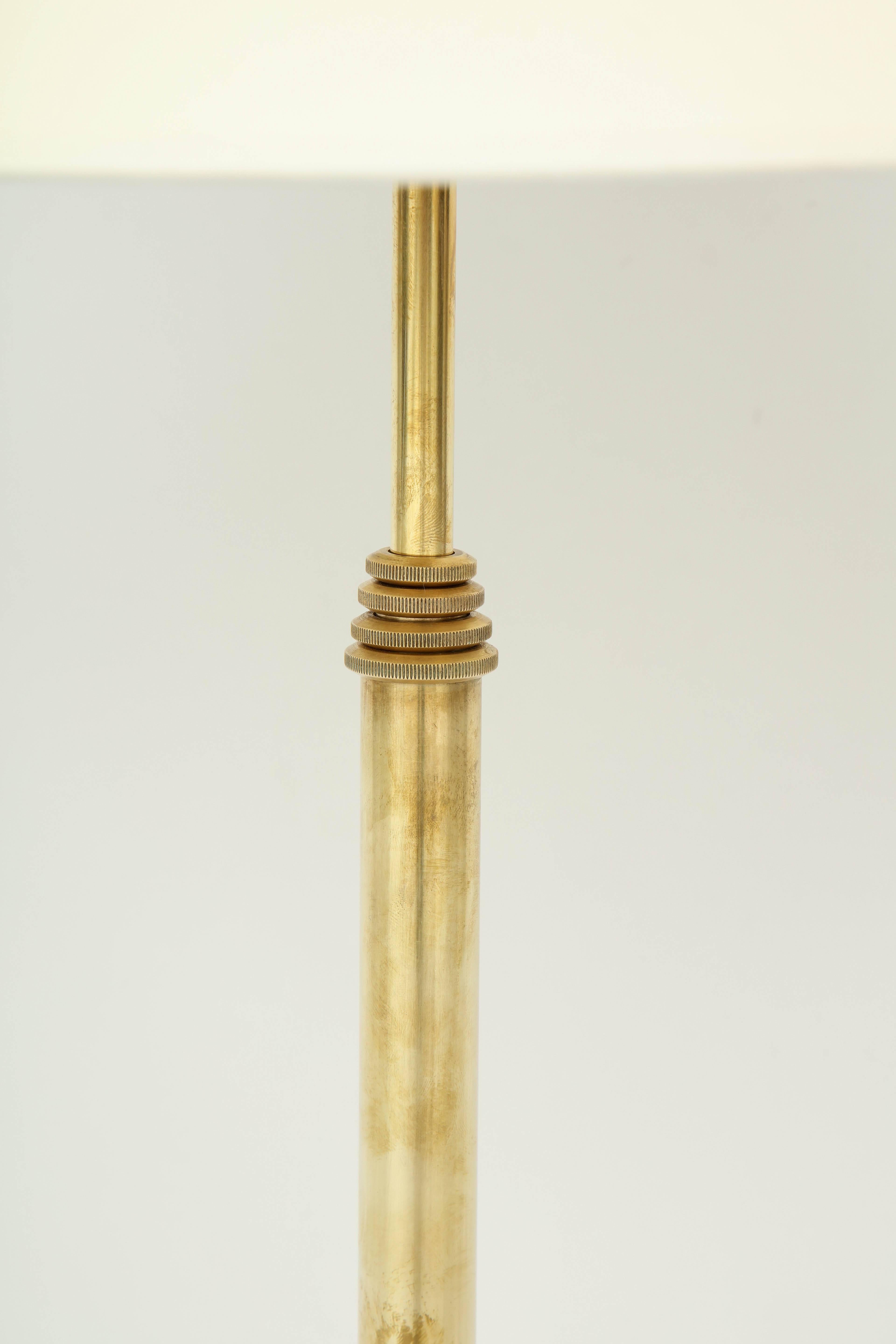 Danish Telescopic Brass Table or Floor Lamp, circa 1940s In Good Condition For Sale In New York, NY