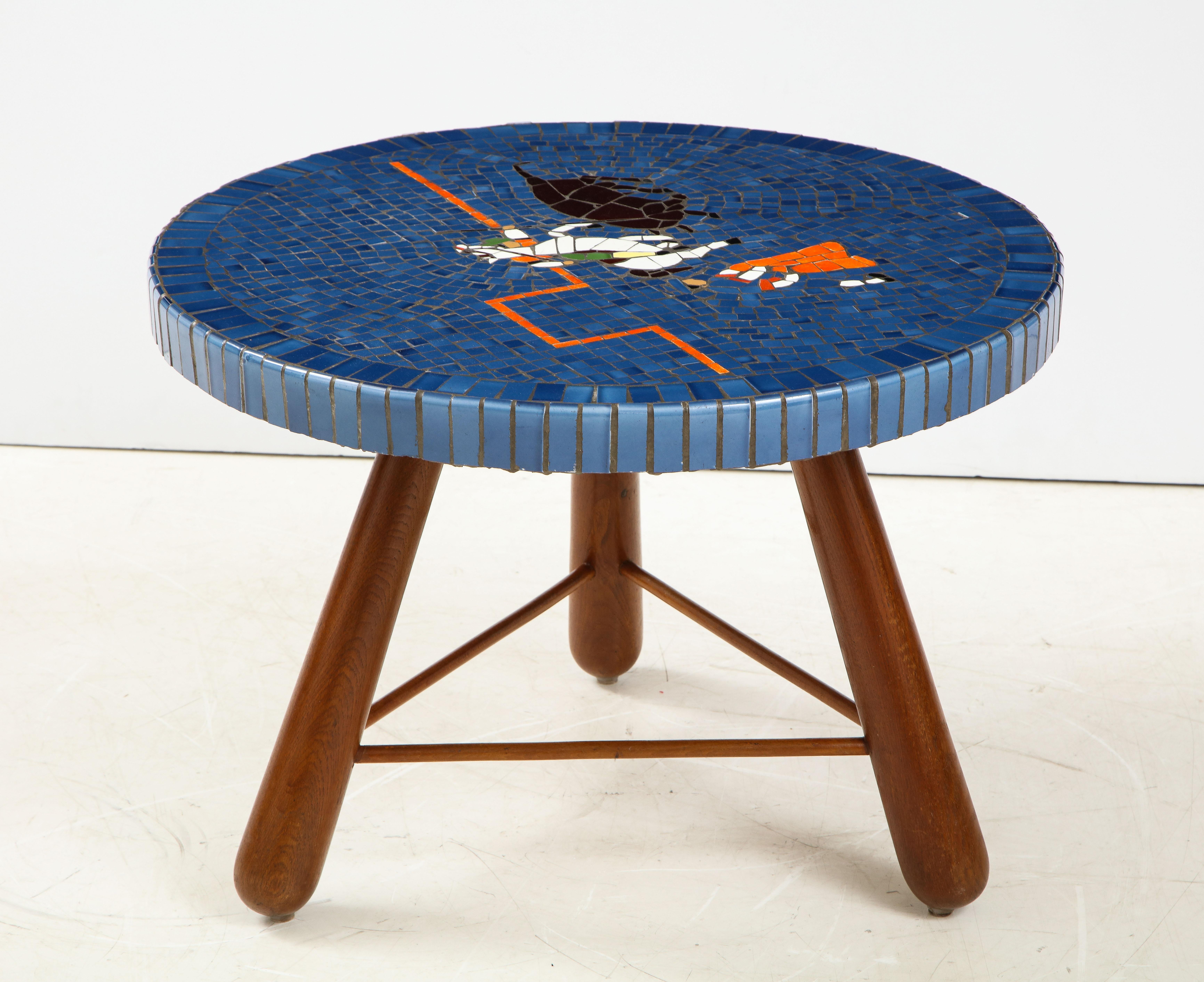 Scandinavian Modern Danish Tile Top and Oak Side Table, attributed to Otto Færge, Circa 1940-1950