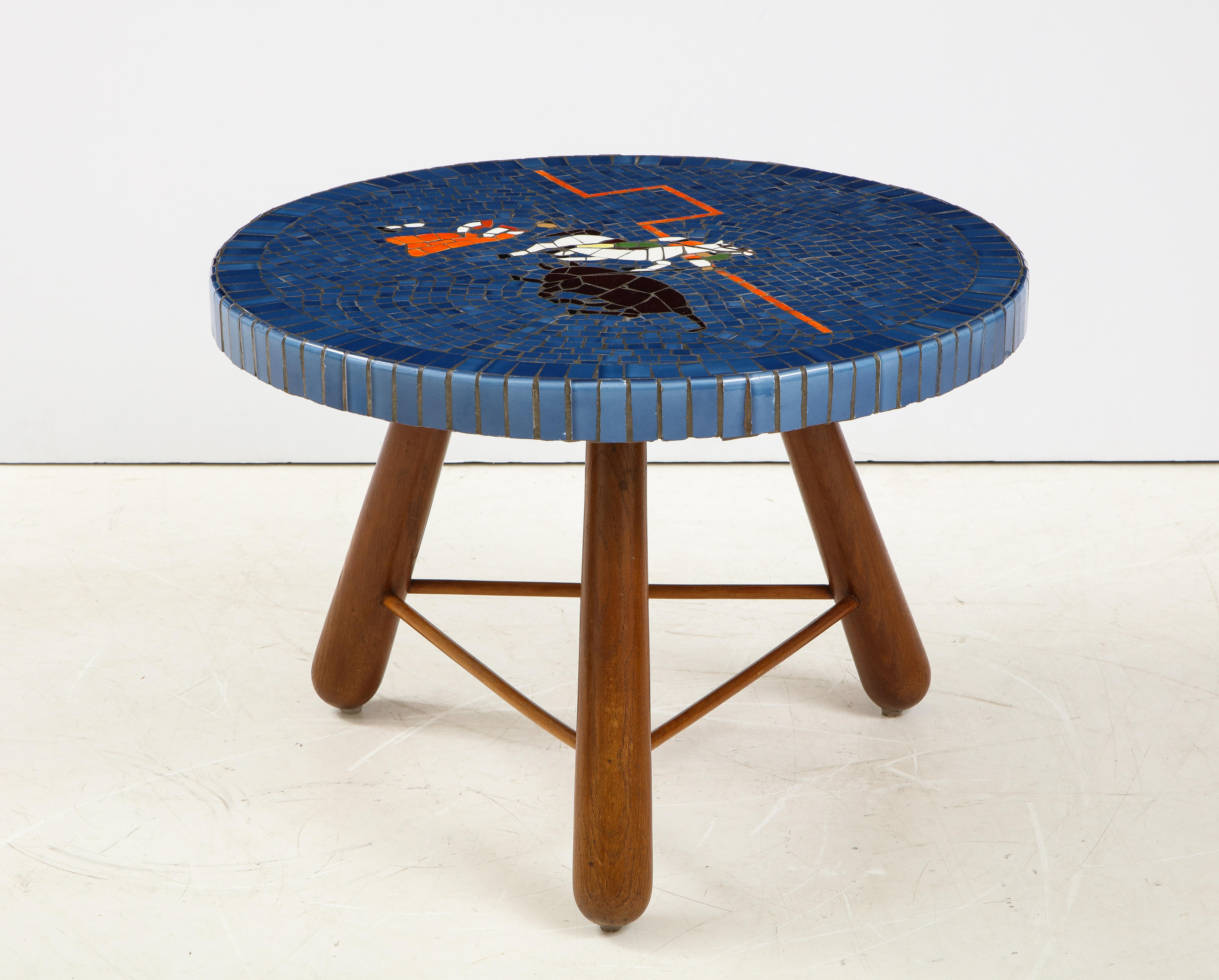 Mid-20th Century Danish Tile Top and Oak Side Table, attributed to Otto Færge, Circa 1940-1950