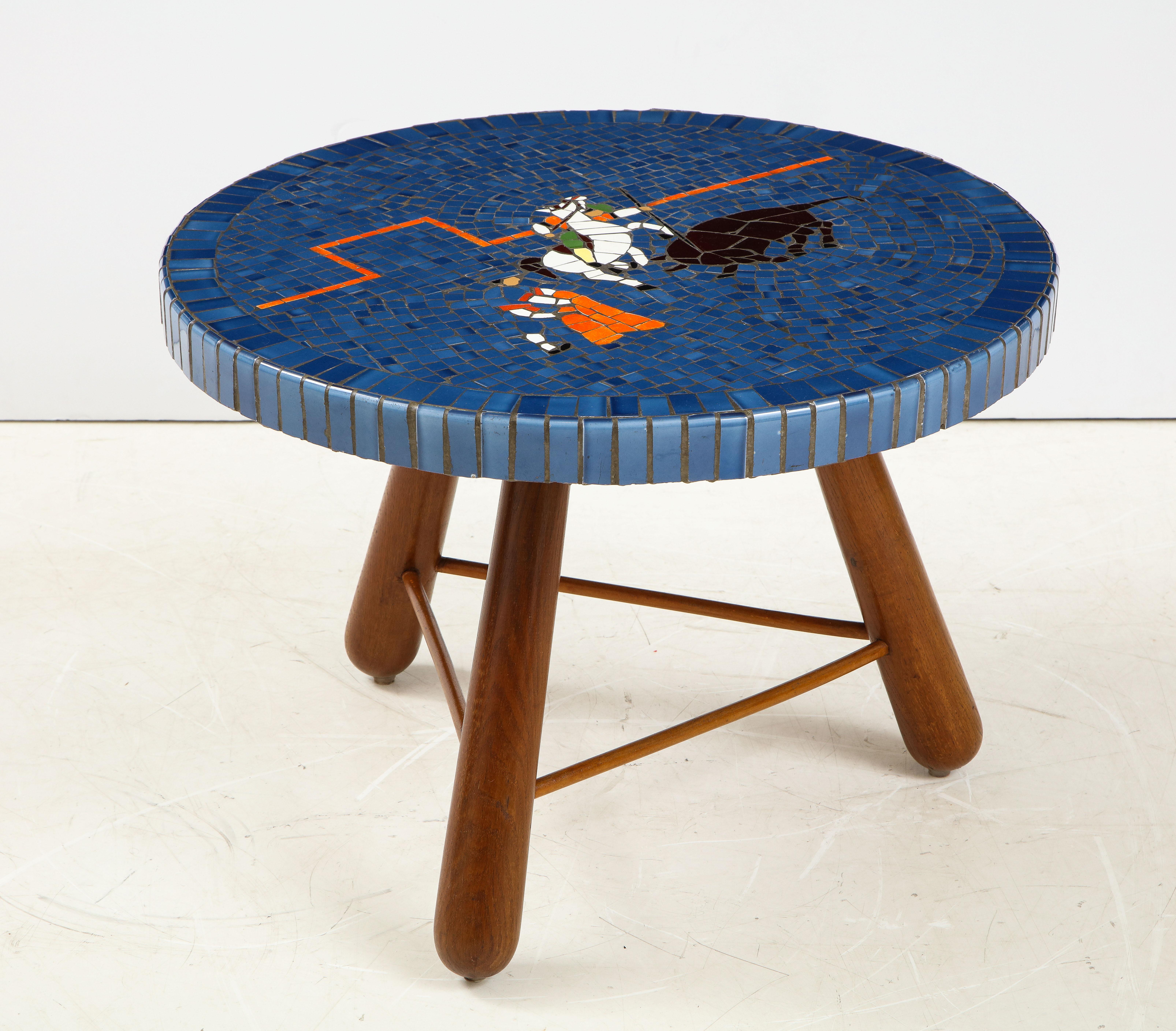Stone Danish Tile Top and Oak Side Table, attributed to Otto Færge, Circa 1940-1950