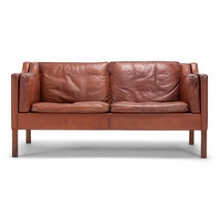 Danish Two-Seat Sofa with Original Leather