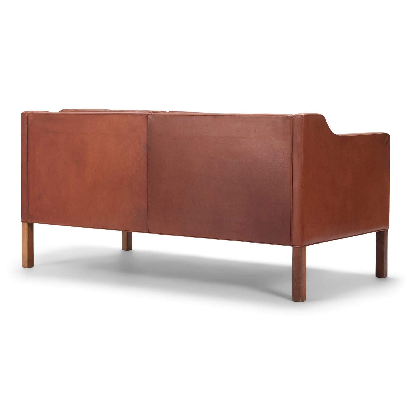 Scandinavian Modern Danish Two-Seat Sofa with Original Leather For Sale