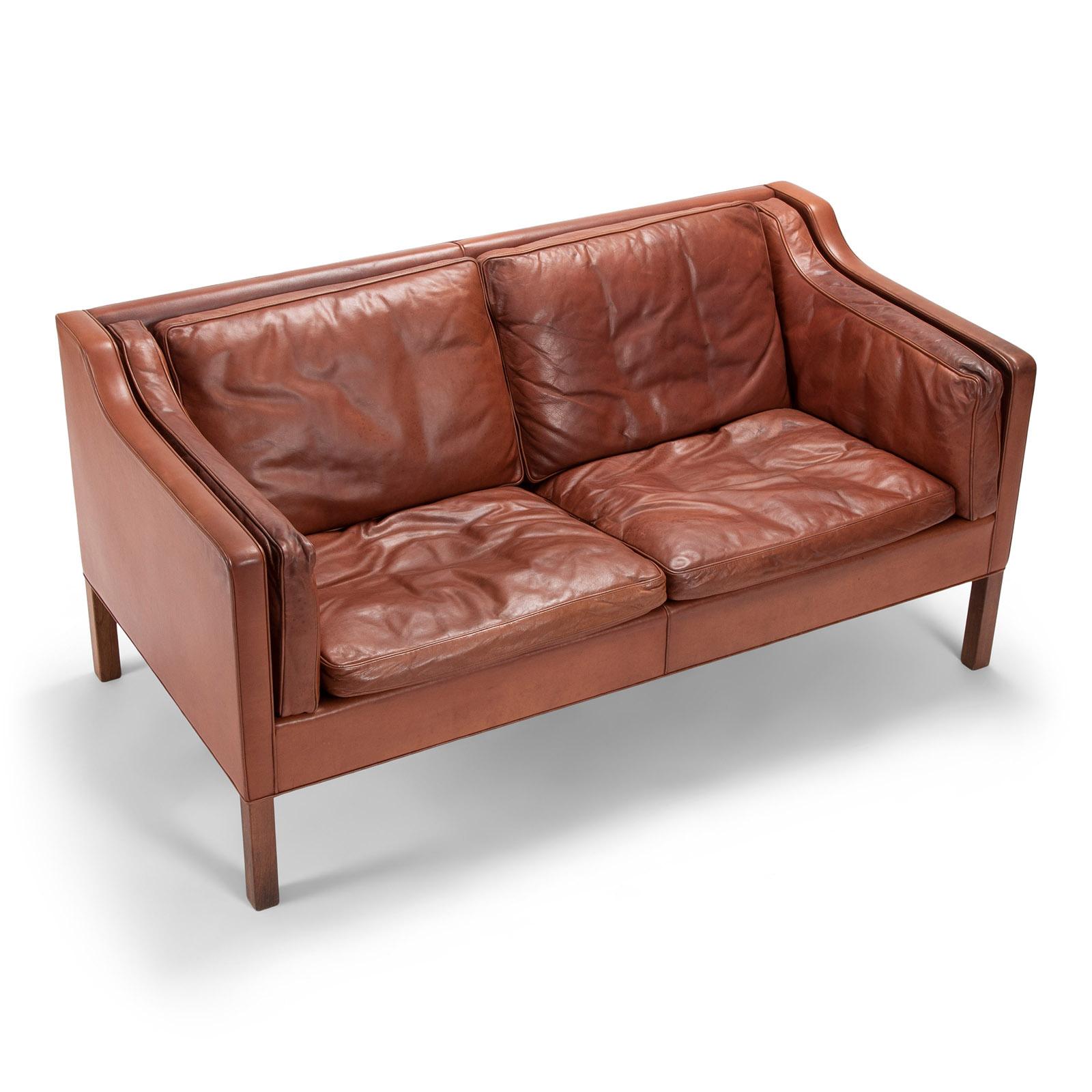 20th Century Danish Two-Seat Sofa with Original Leather For Sale