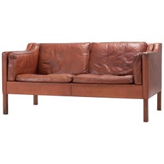 Danish Two-Seat Sofa with Original Leather