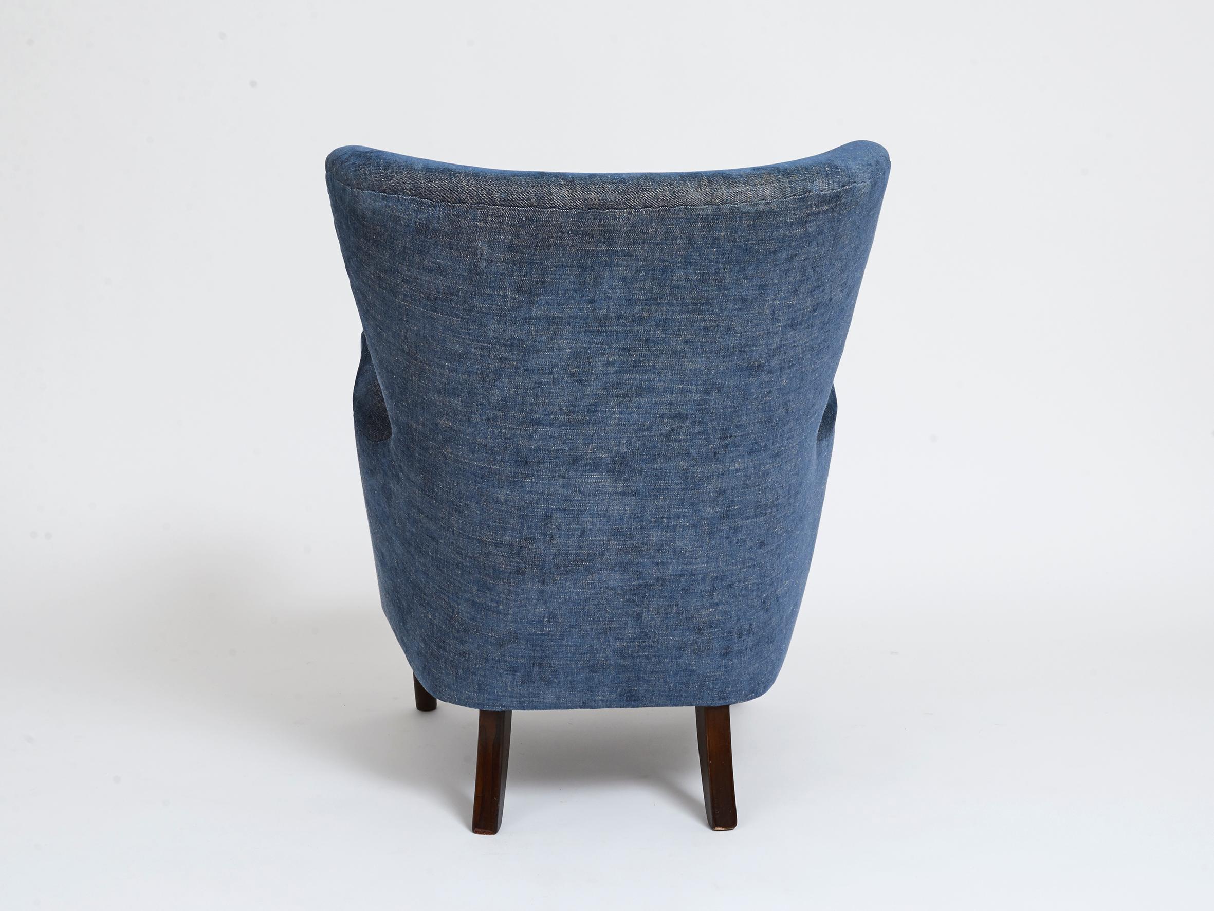 Mid-20th Century Danish Upholstered Armchair, circa 1940s For Sale