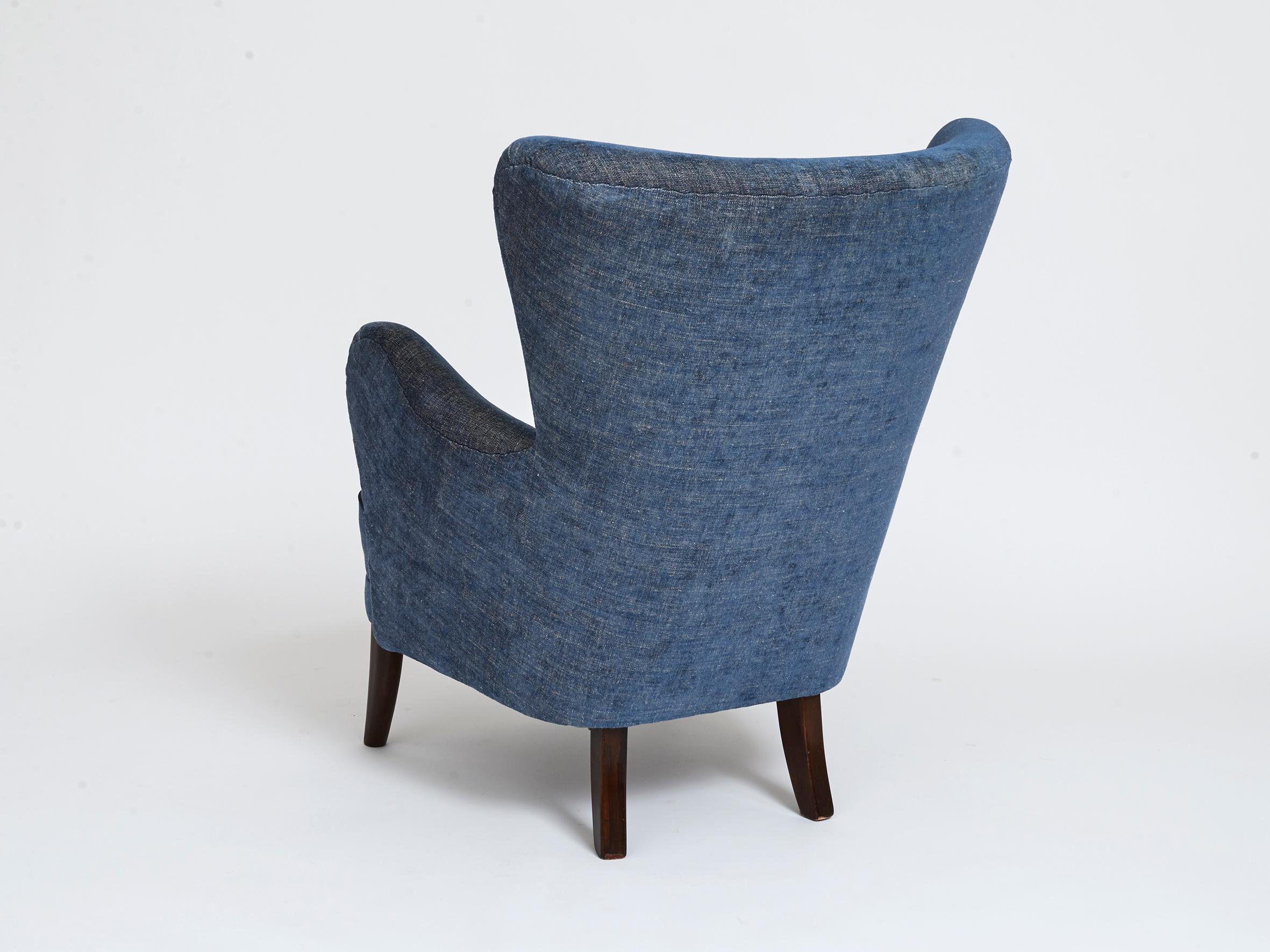 Danish Upholstered Armchair, circa 1940s For Sale 1