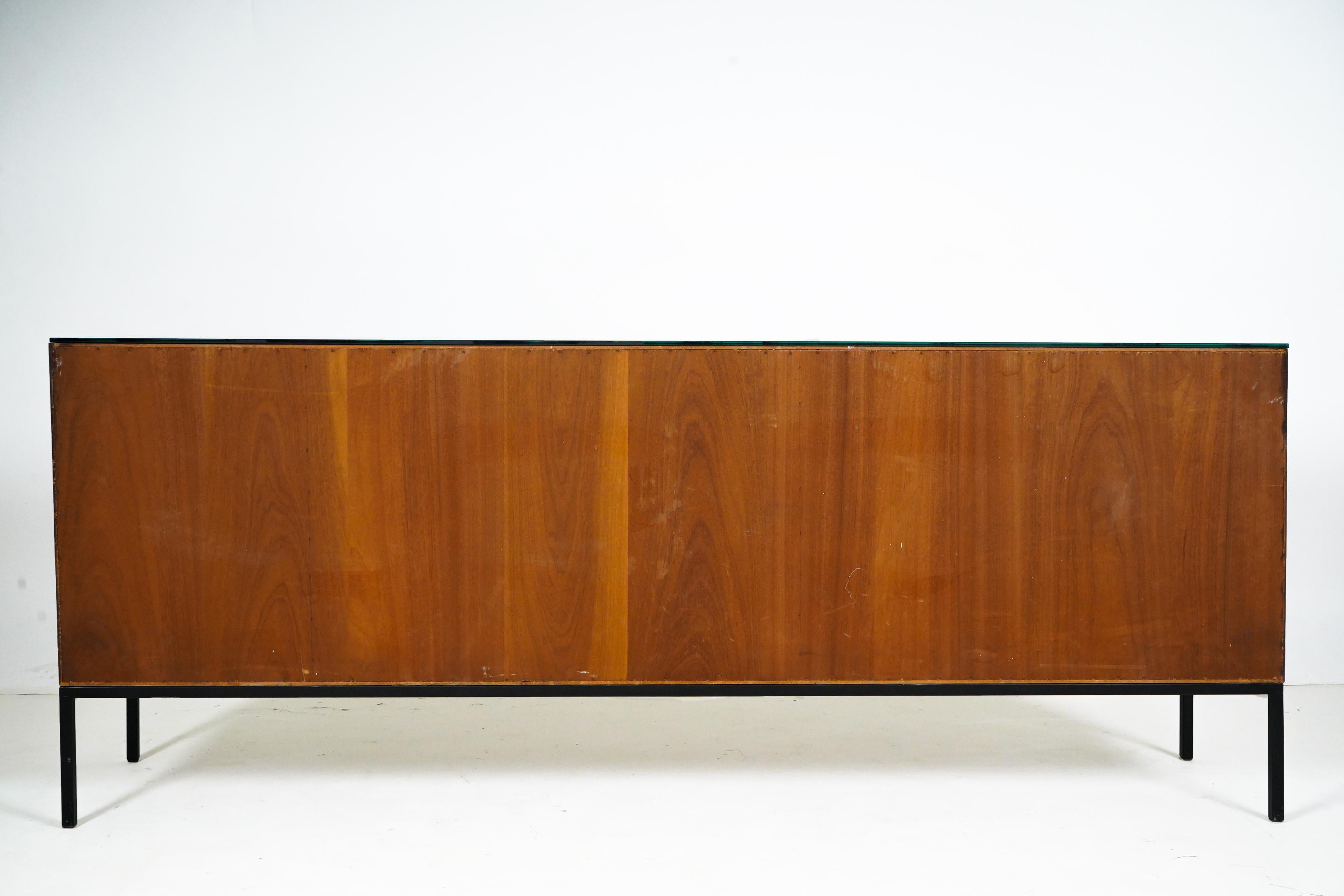 Danish Walnut Sideboard with Four Doors and Metal Legs For Sale 5