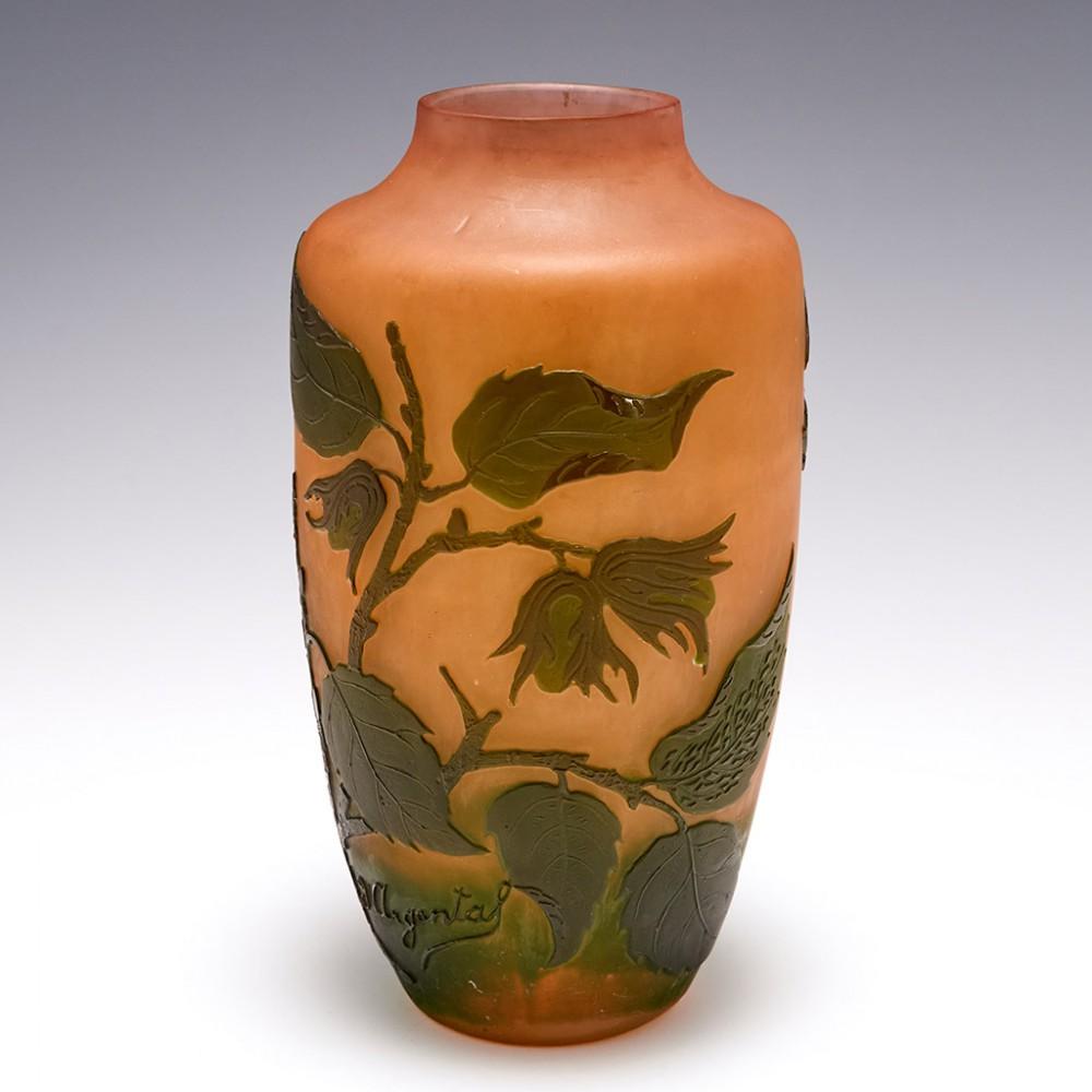 French A D'Argental Cameo Glass Vase, c1925 For Sale