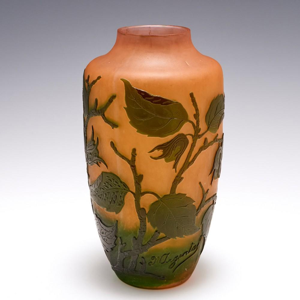 Français Vase en verre D'argental Cameo, vers 1925 en vente