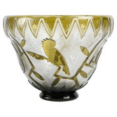 Antique A Daum Art Deco Acid-Etched Glass Vase, circa 1930