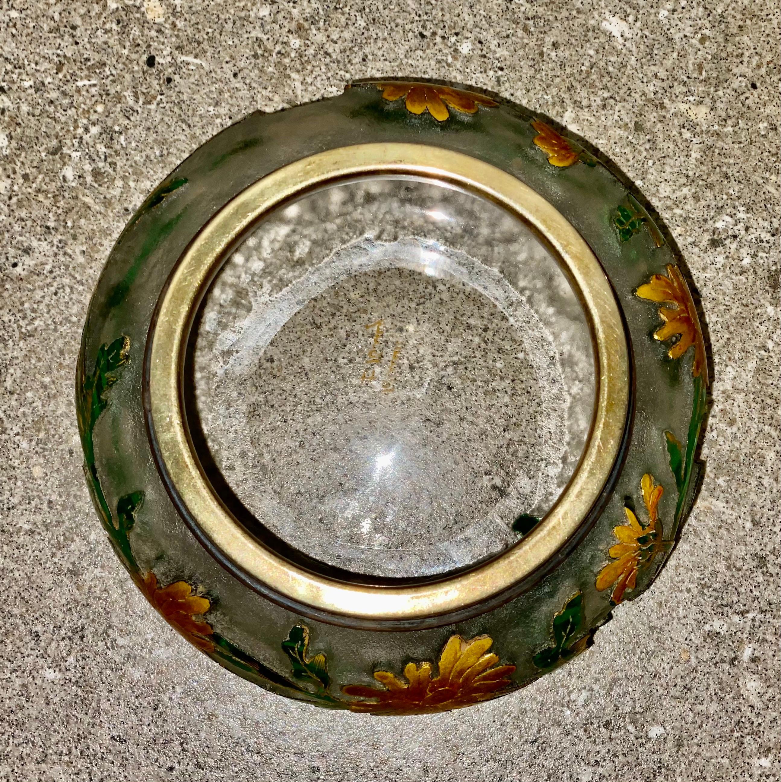 Early 20th Century Daum Cameo Glass Bowl with Silver Cover For Sale