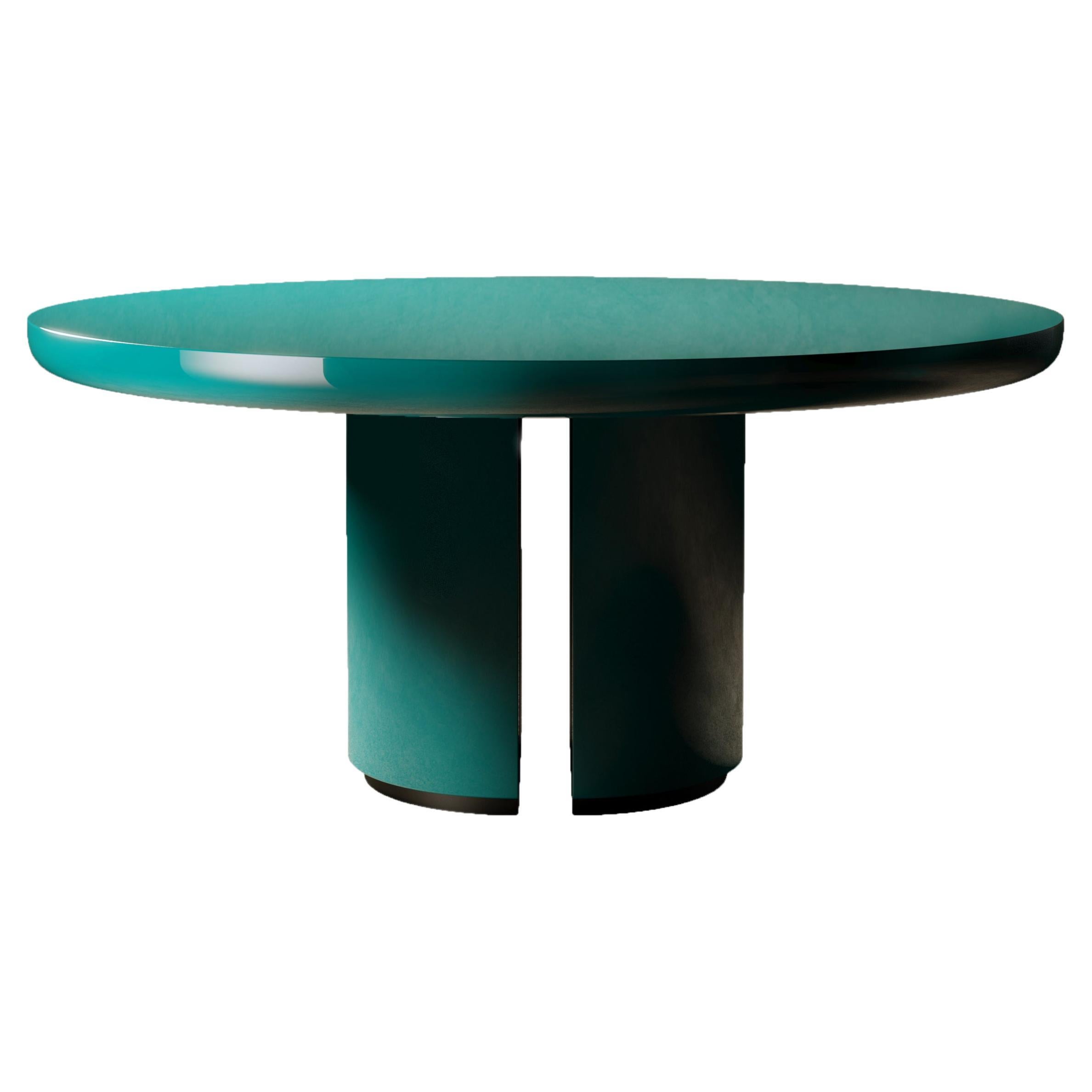 A Day in the Life Round - Glossy Wood Dining Table For Sale