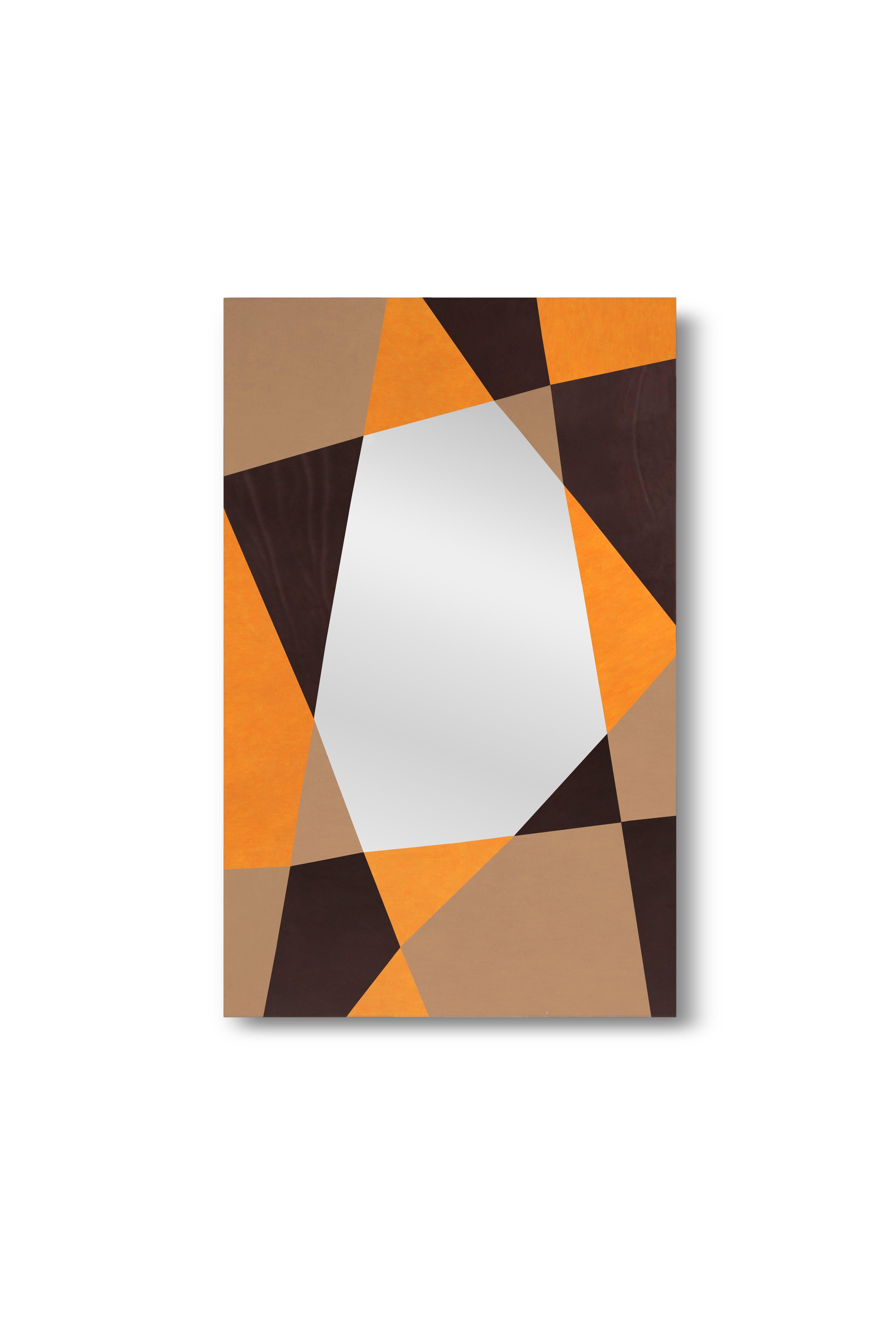 A Day In The Life Wall Mirror with Faux Leather Frame by Oscar Maschera Neuf - En vente à Geneve, CH