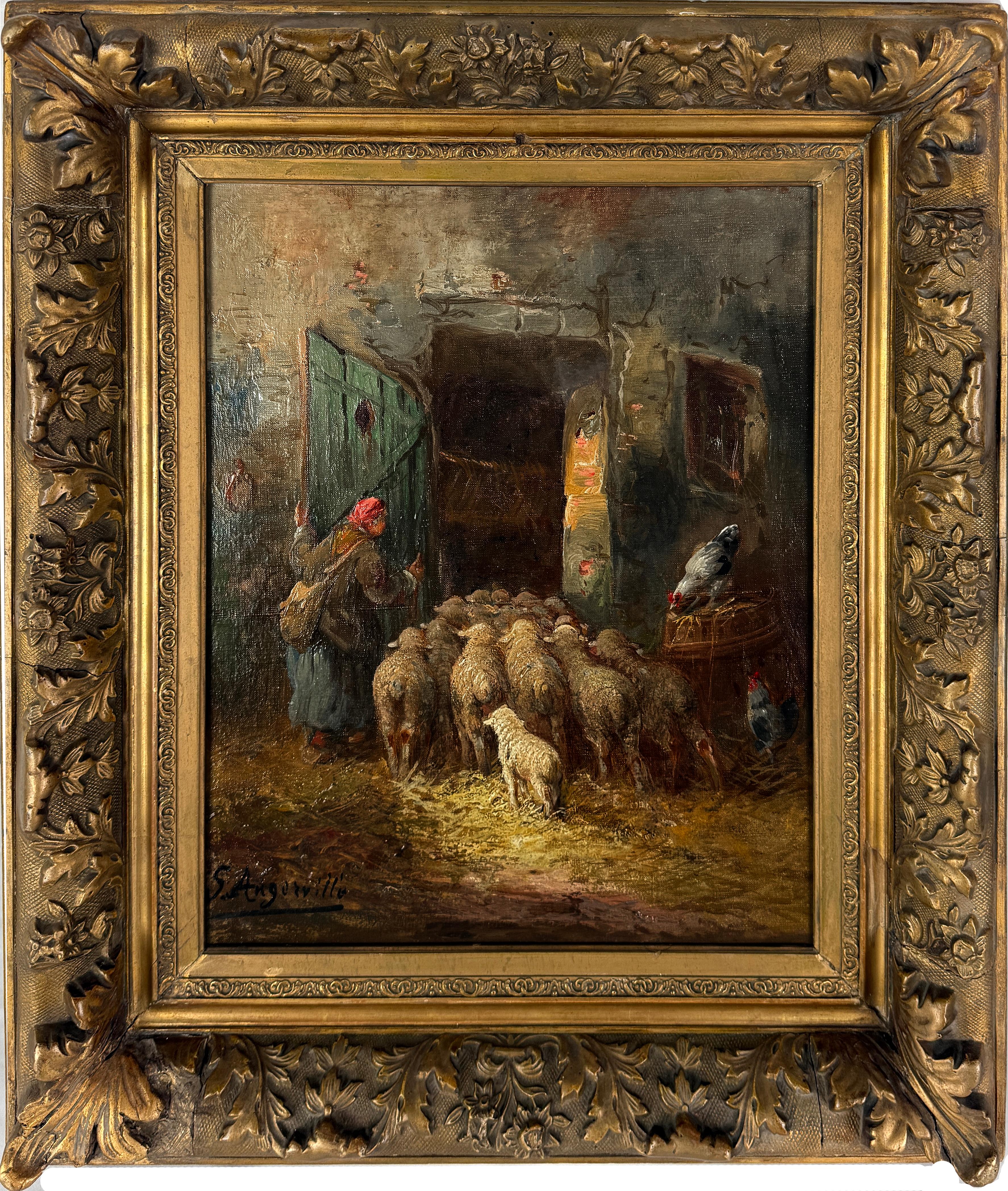 A de Gerville Landscape Painting - Back to the Fold Original Oil on Linen by A. Angerville