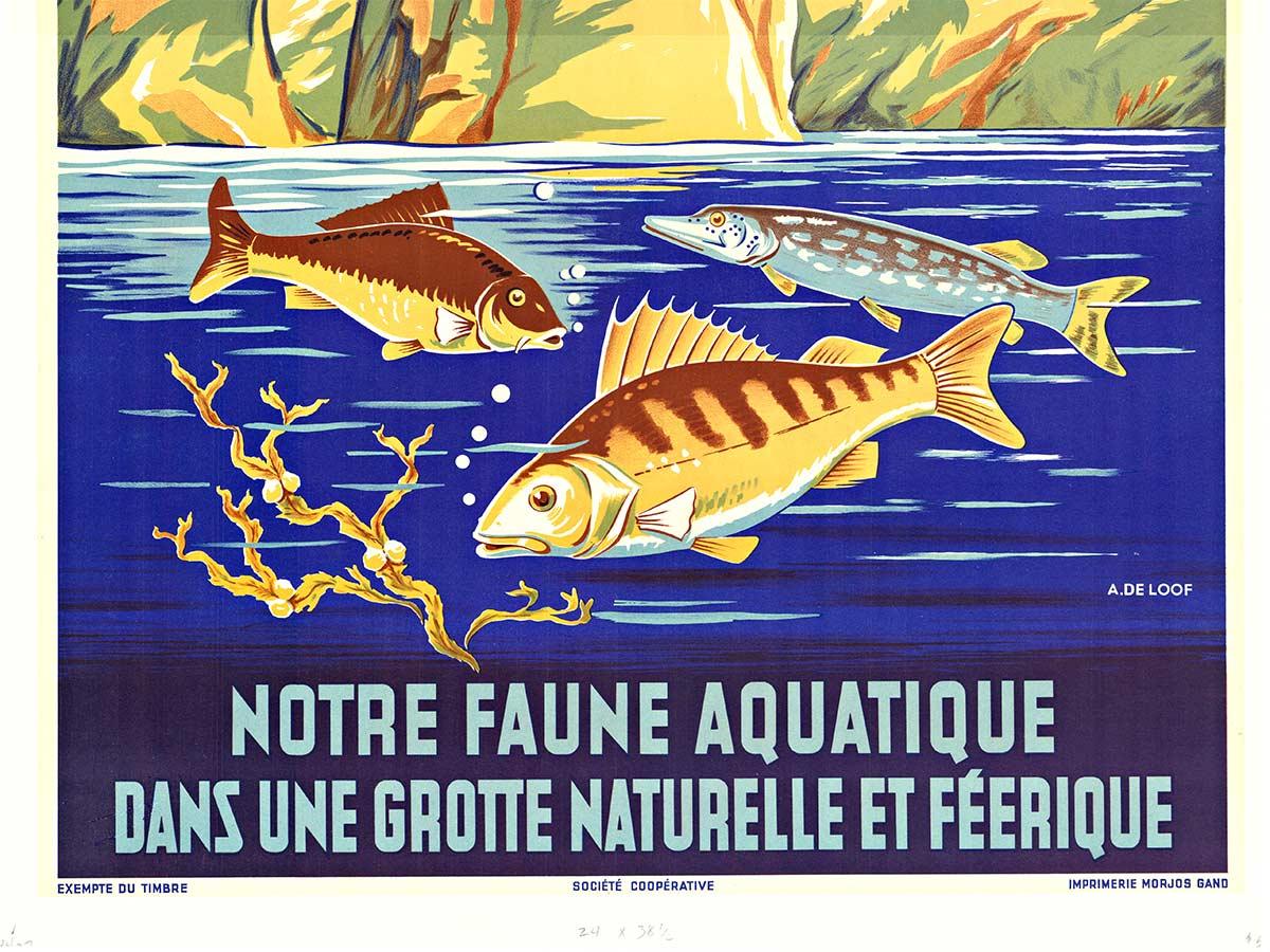 Poster vintage originale Visitez Les Aquariums Mosans - Print Art Déco di A. De Loof