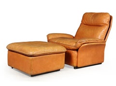 De Sede Leather Armchair and Foot Stool Model DS49