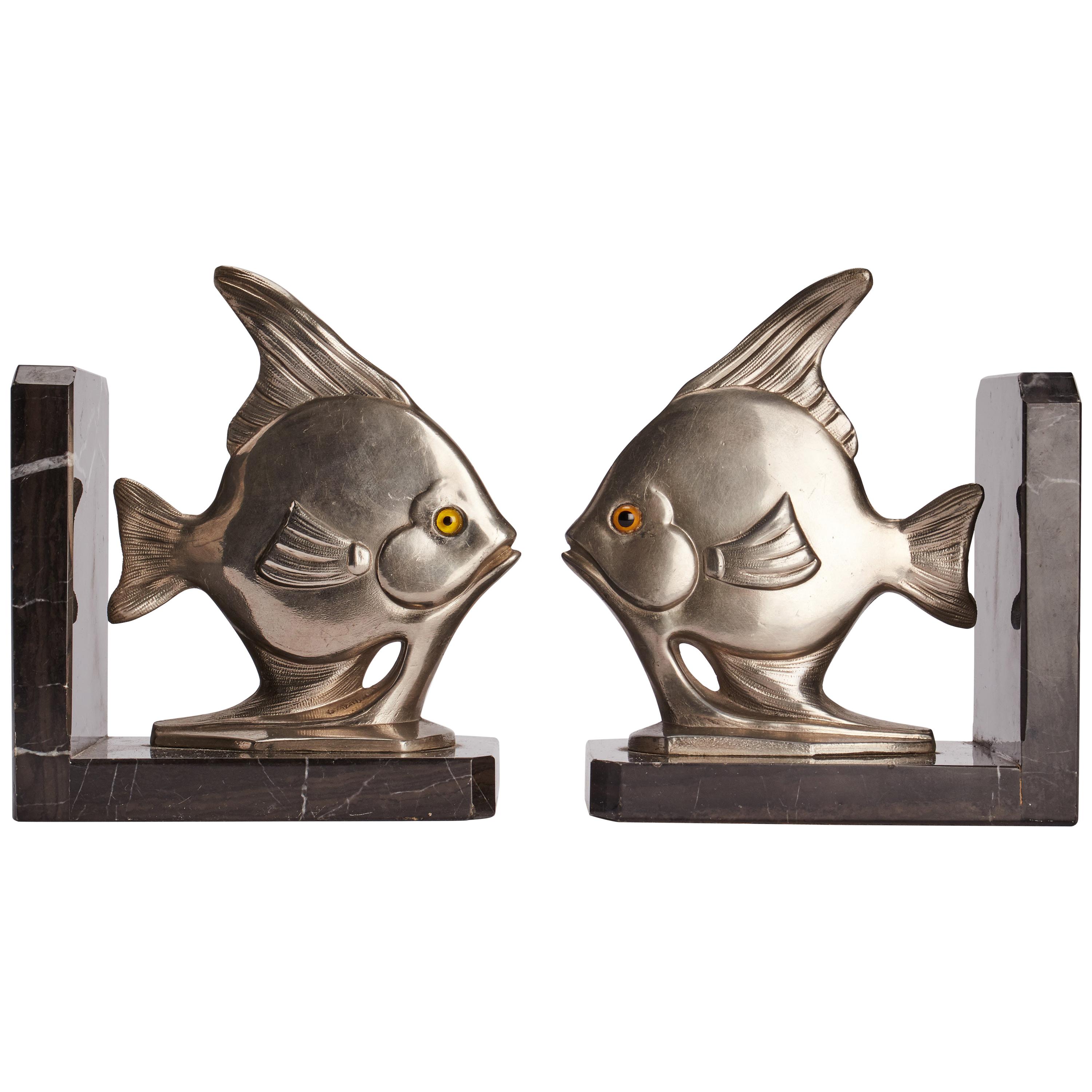 Déco White Metal Bookends, France, 1930