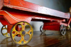 Decorative Antique 19th Century Painted Polychrome Folk Carved Pull Horse Toy