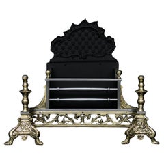 Antique A Decorative Brass and Steel Firegrate