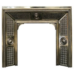 Retro Decorative Brass Fireplace Insert with Large Rosettes to Centre