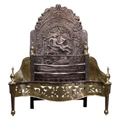 Grille de cheminée décorative en laiton serpentin Circa 1910