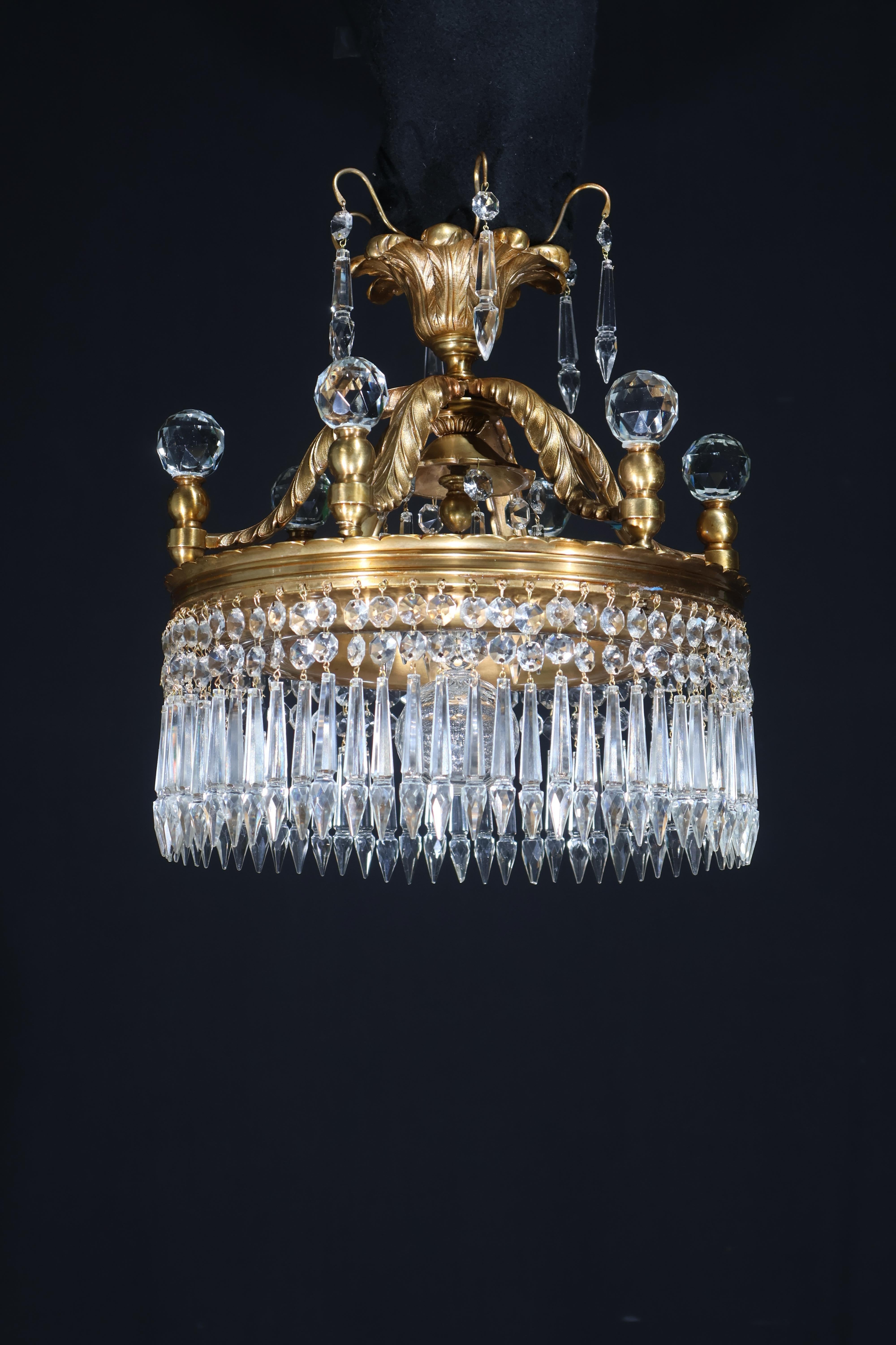 A Decorative Chandelier for indirect light in the Louis XVI style. In Good Condition For Sale In Atlanta, GA