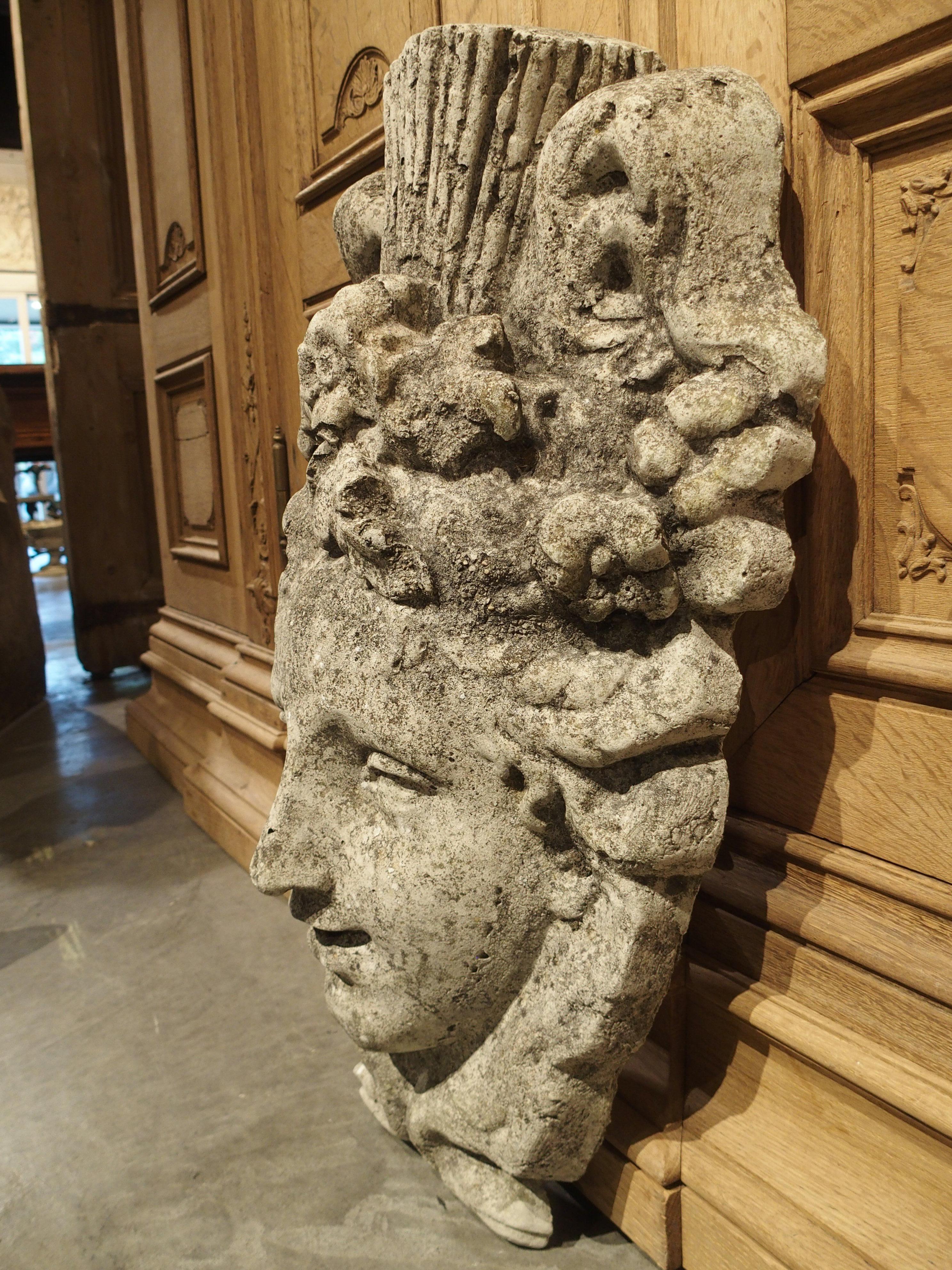 20th Century Decorative French Fountain Mascaron in Reconstituted Stone