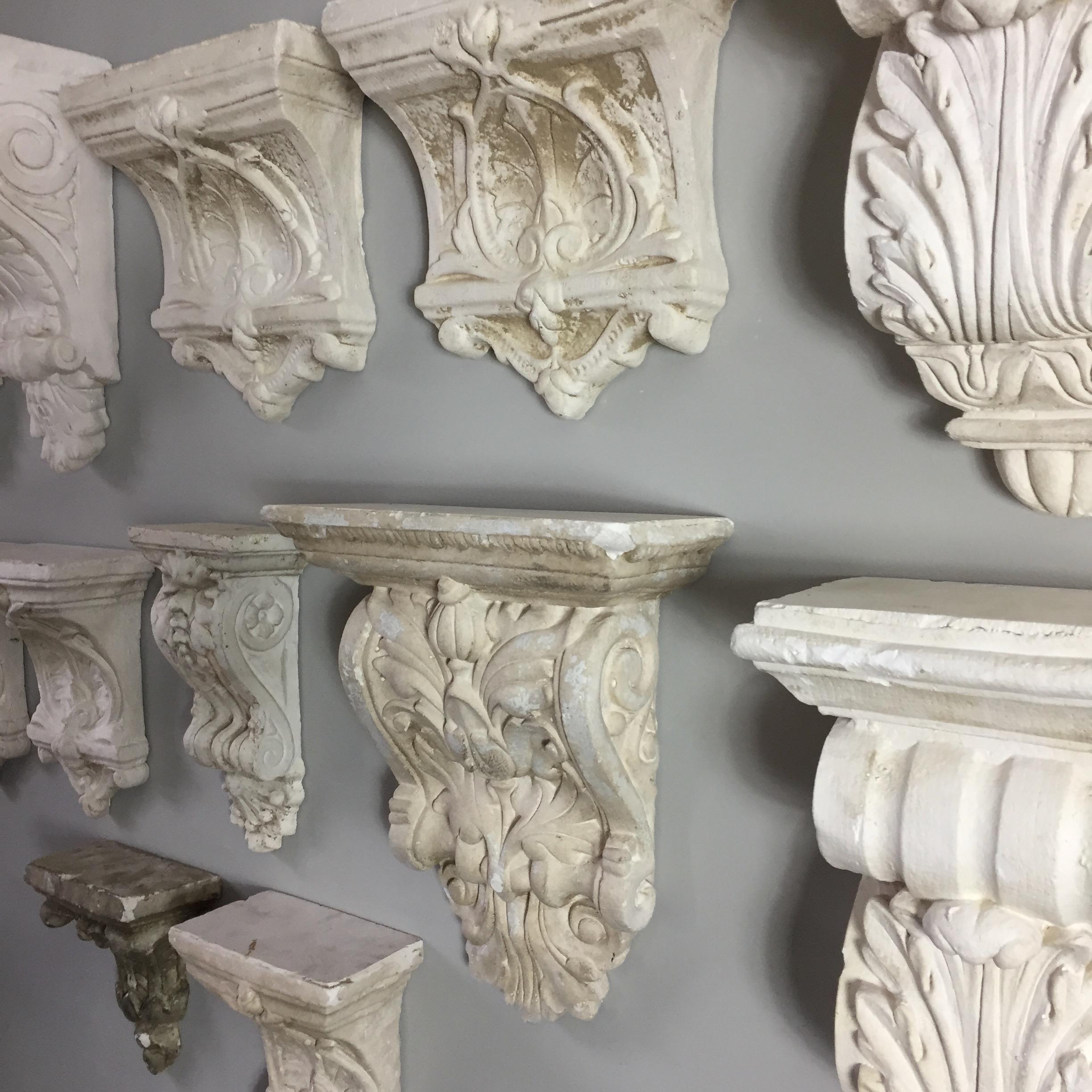 English Decorative Group of 12 Plaster Architectural Corbels