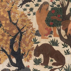 Decorative Lacquer Wall Panel of Adam and Eve in the Garden of Eden, Art Deco