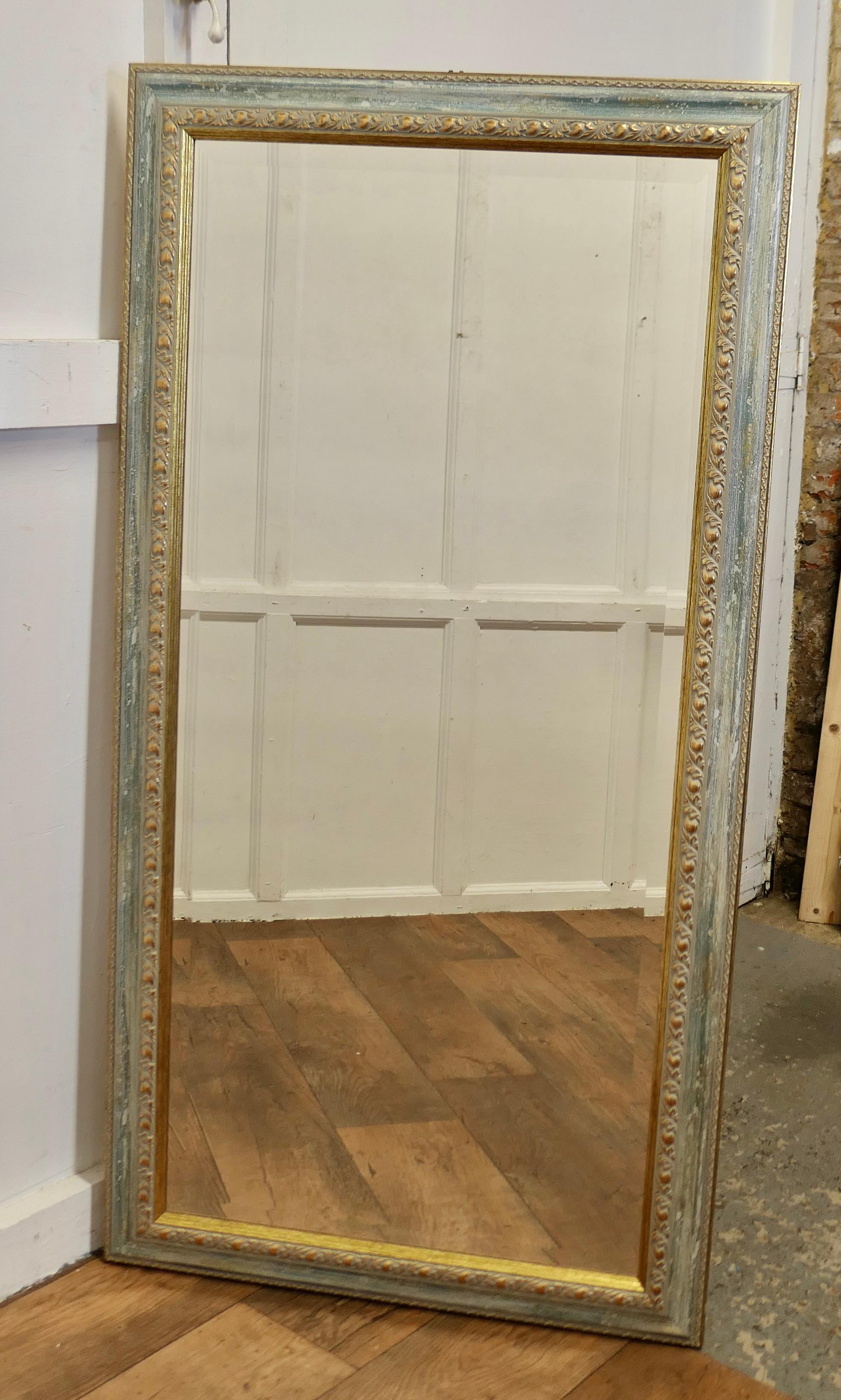 A Decorative Long Gilt and Pale Blue Dressing Mirror  A delightful piece  In Good Condition For Sale In Chillerton, Isle of Wight
