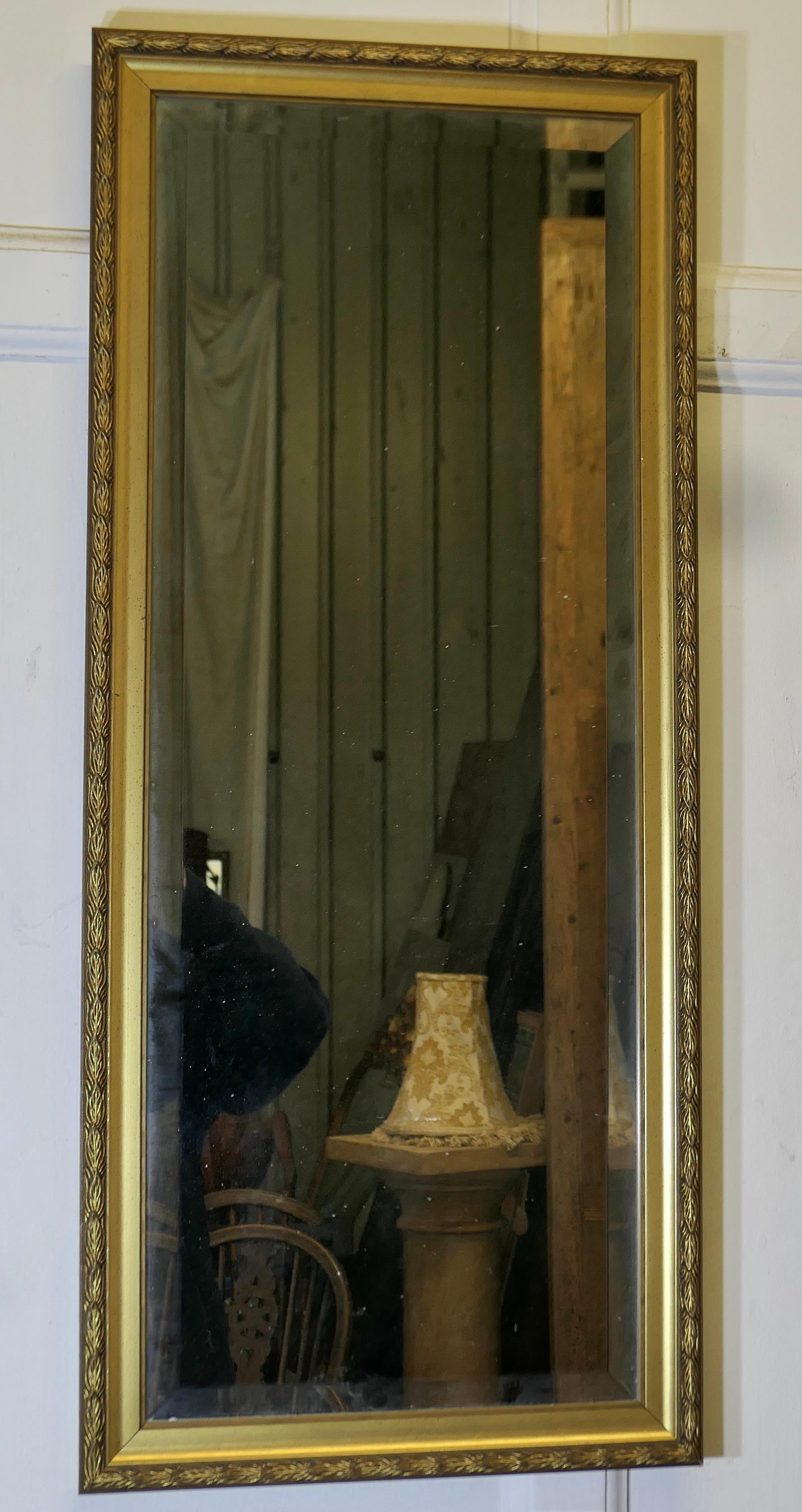 Bois doré Un long miroir décoratif étroit et doré  Une pièce délicieuse, le miroir a en vente