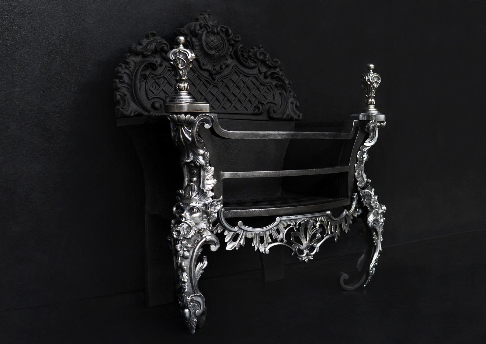 19th Century A Decorative Rococo Firegrate in German Silver For Sale