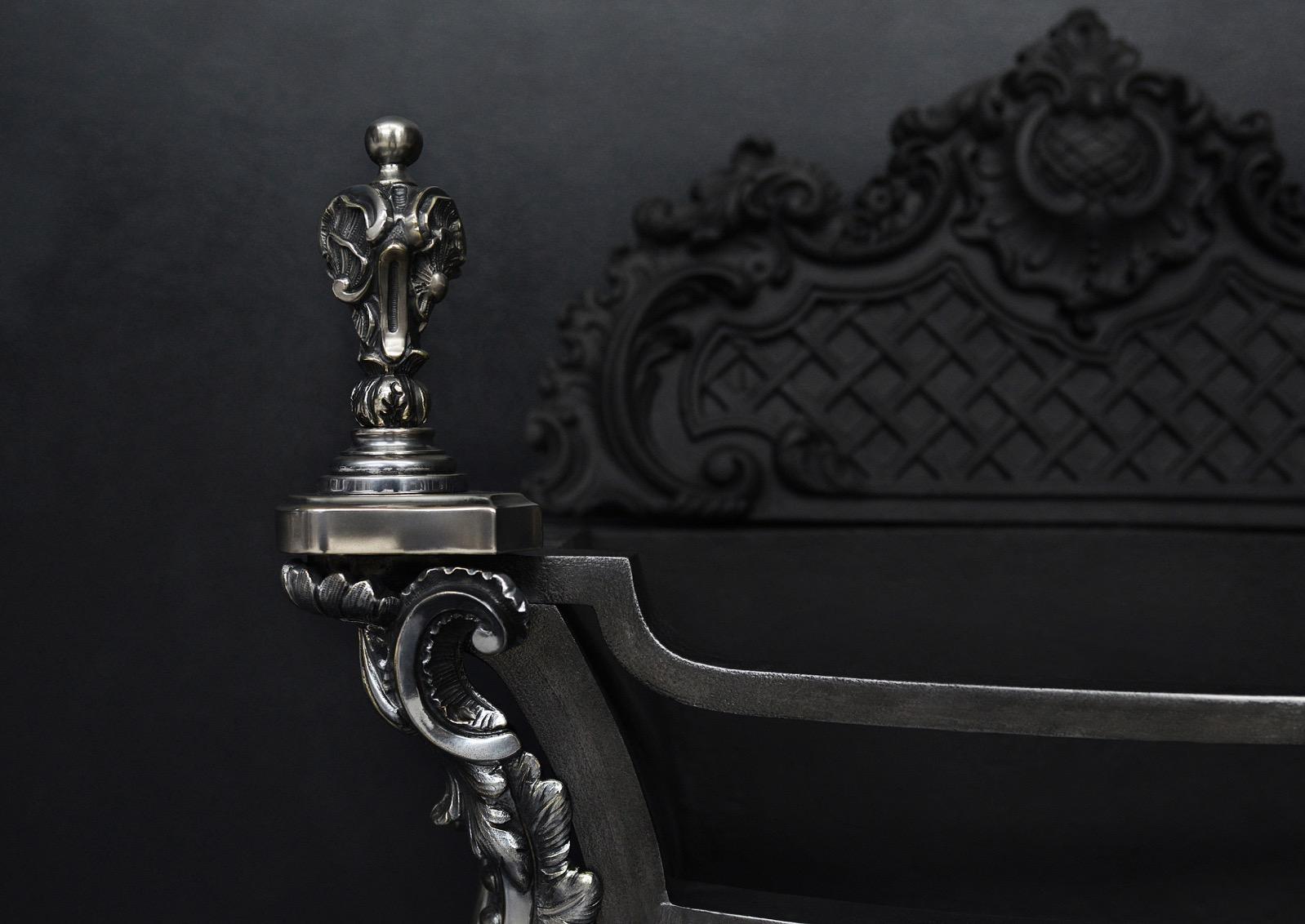 A Decorative Rococo Firegrate in German Silver For Sale 1