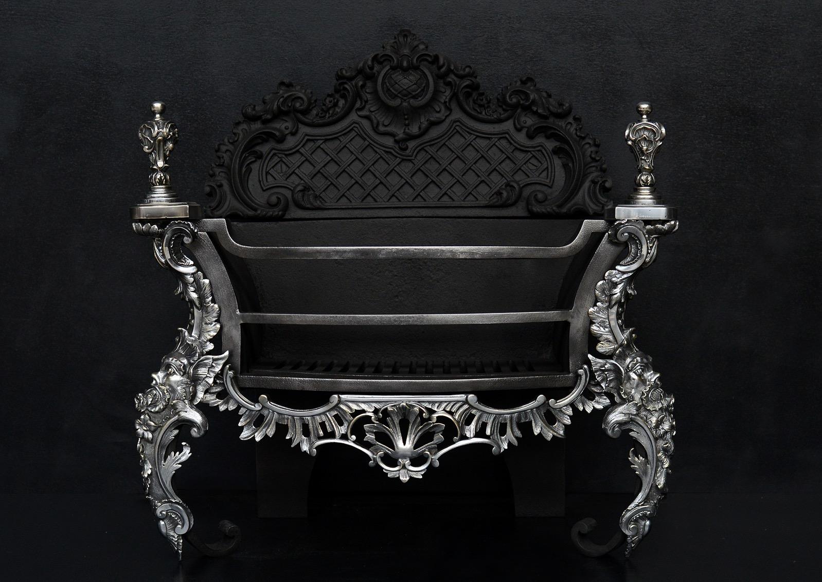 A Decorative Rococo Firegrate in German Silver