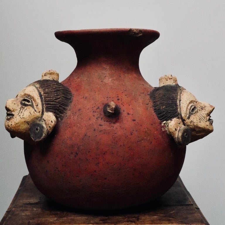 Decorative TerraCotta Vessel with Figures For Sale at 1stDibs