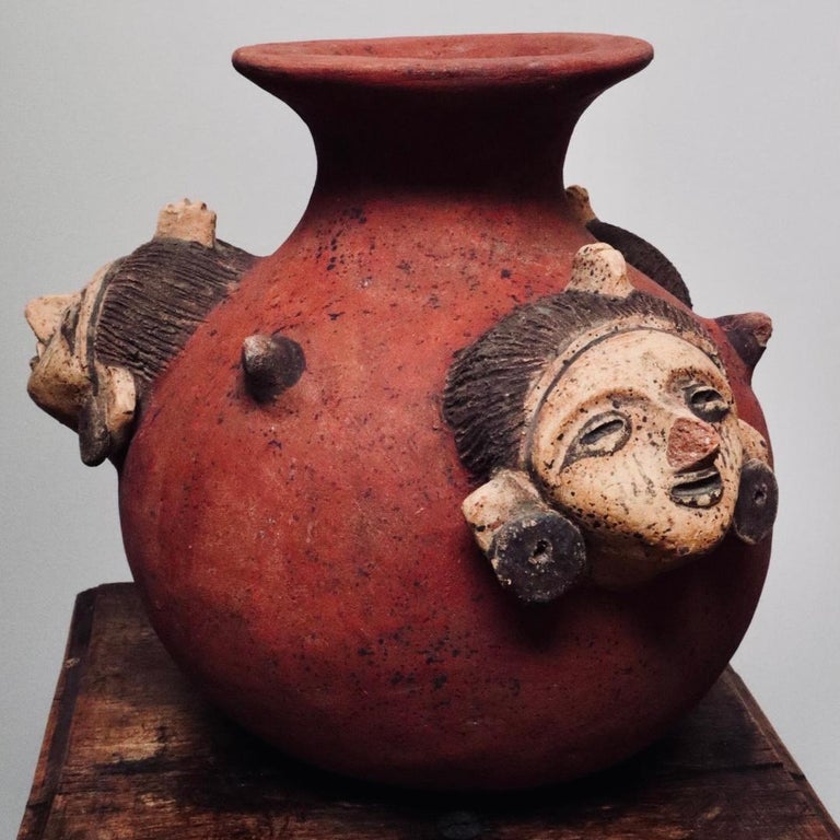 Decorative TerraCotta Vessel with Figures For Sale at 1stDibs