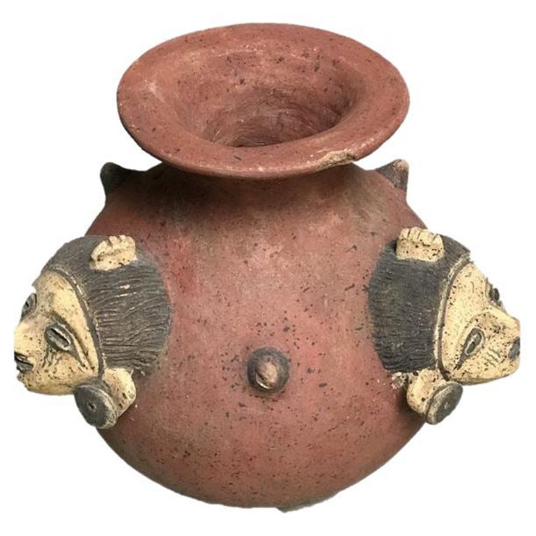 Decorative TerraCotta Vessel with Figures For Sale at 1stDibs