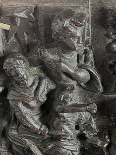 Un pannello profondo e ben intagliato in quercia inglese del XVI secolo