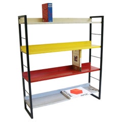 A. Dekker Dutch design bookcase by Tomado Holland 1950 colourfull minimalist