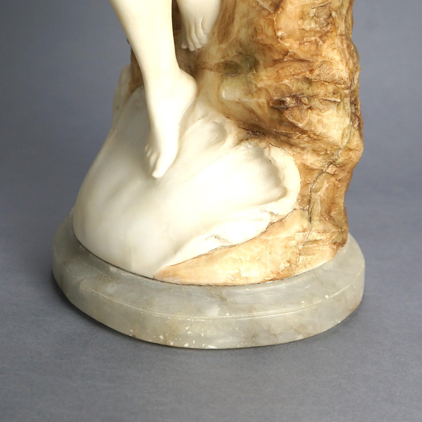 A. Del Porujia Alabaster & Marble Nude Sea Nymph Sculpture C1910 2