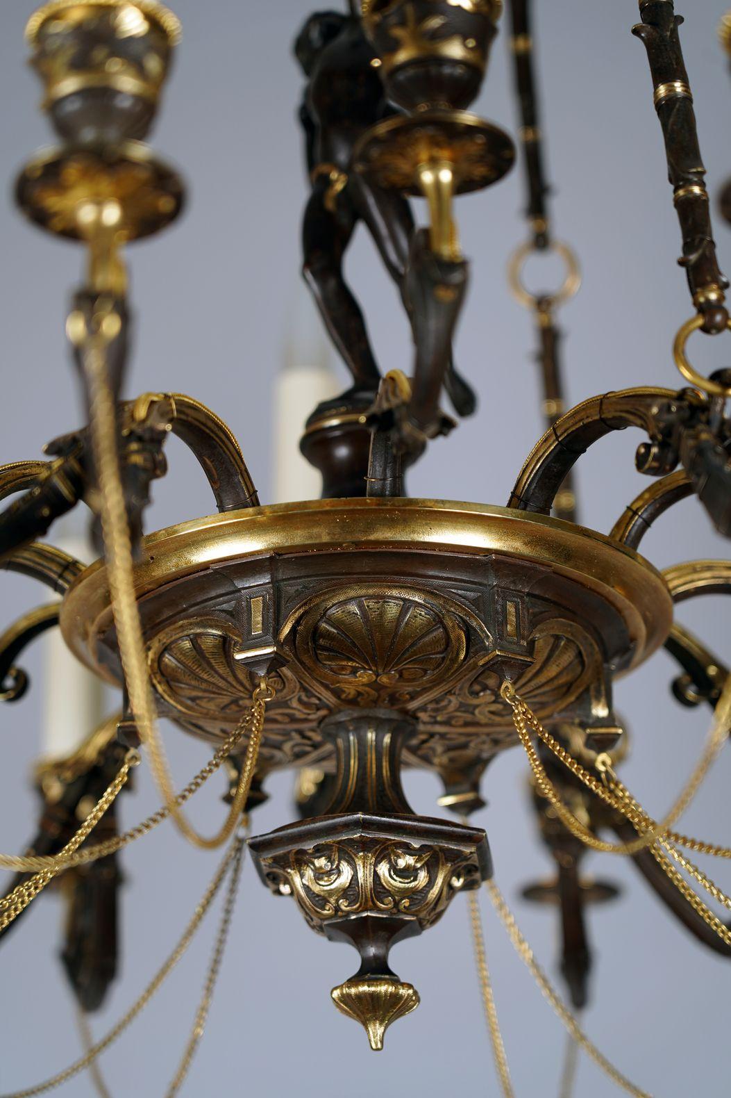 A. Delafontaine & H. Cahieux Neo-Greek «Cupid» Chandelier, France, circa 1850 For Sale 2