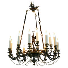A. Delafontaine & H. Cahieux Neo-Greek «Cupid» Chandelier, France, circa 1850