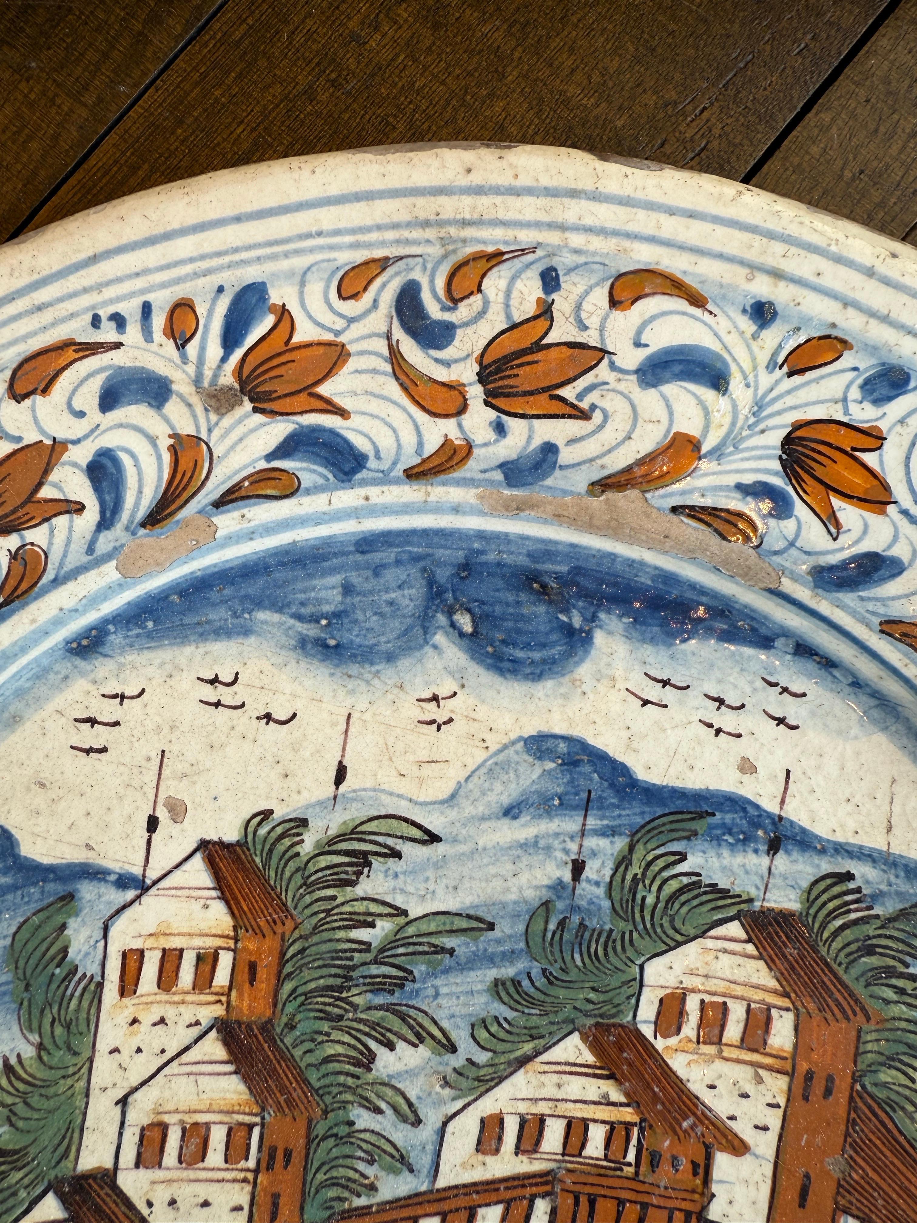 A Delft Polychrome Earthenware Plate, 18th Century For Sale 4