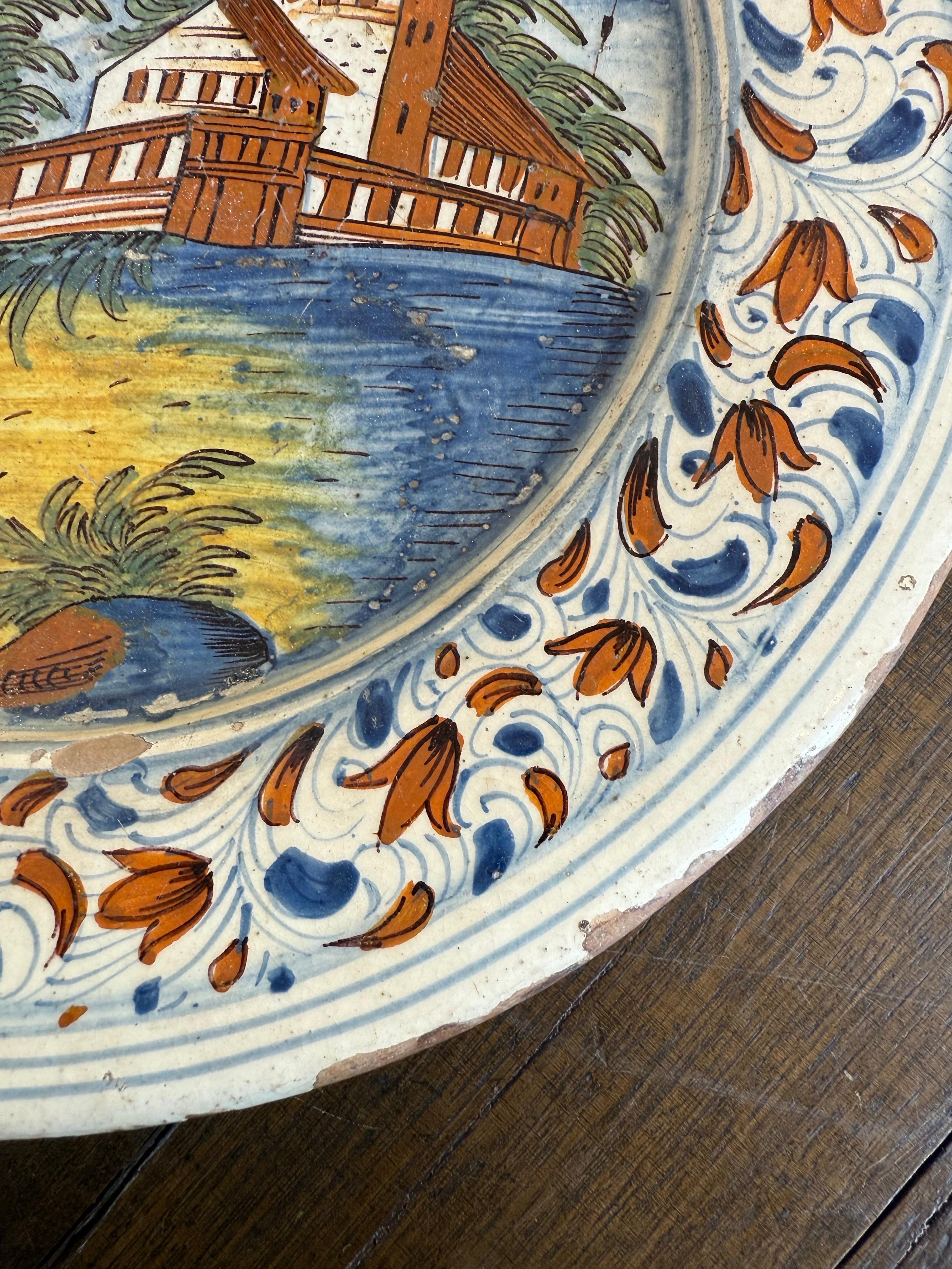A Delft Polychrome Earthenware Plate, 18th Century For Sale 5